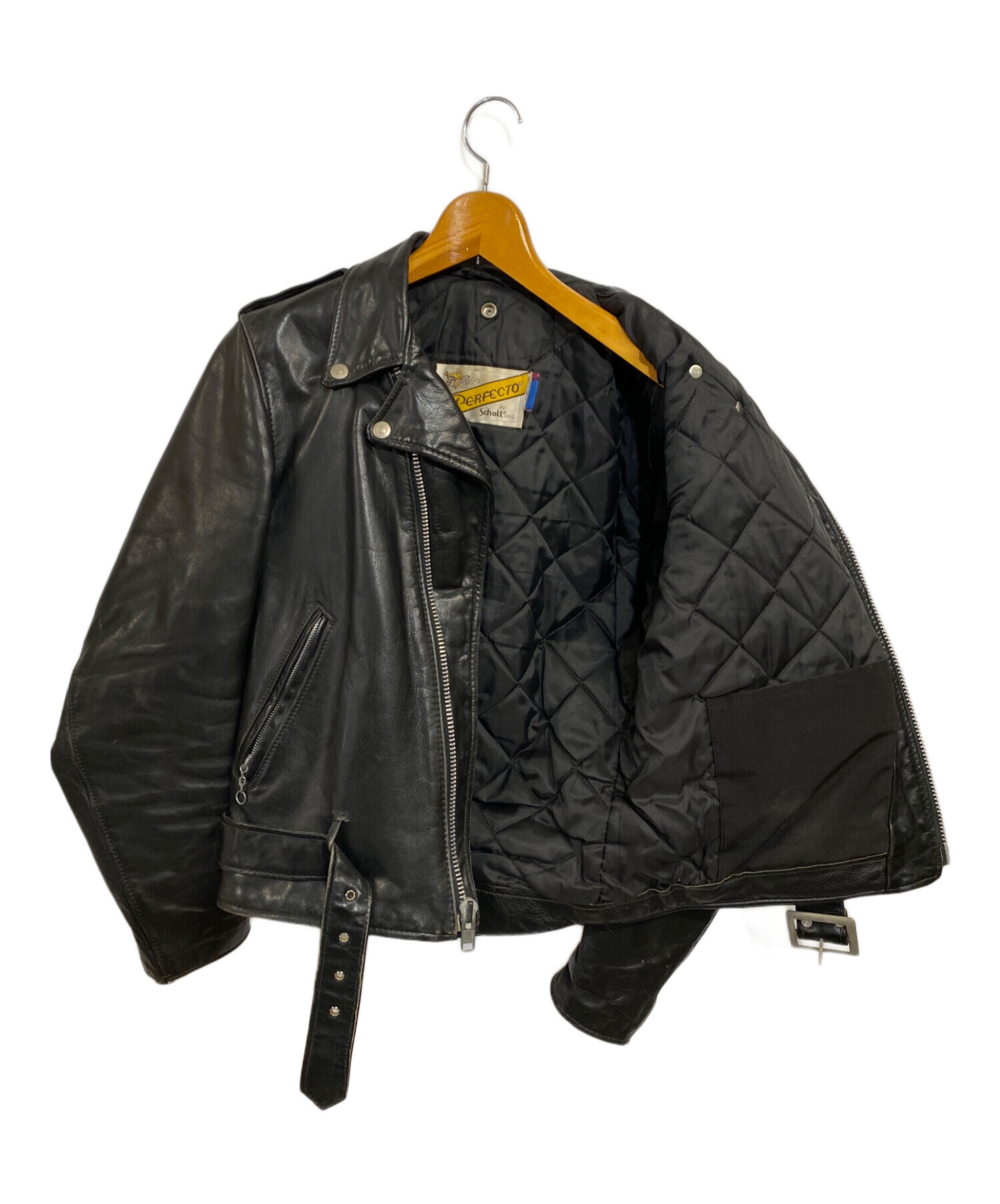Schott Perfecto ダブルライダースジャケット 36 ブラック 中古・古着通販】PERFECTO by Schott (パーフェクト バイ ショット