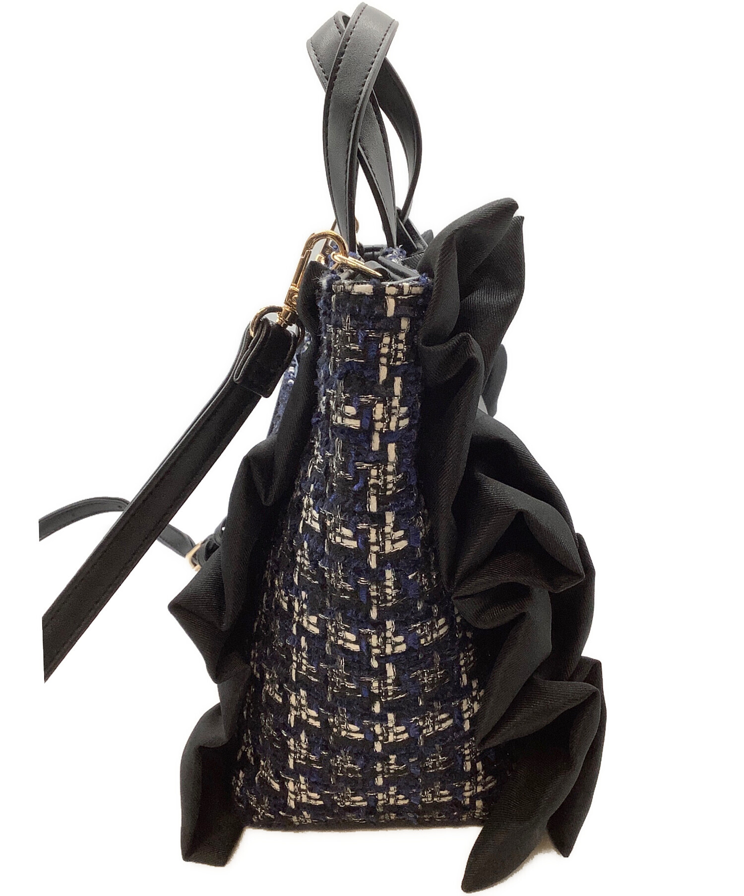 値下げ中 DIANA ダイアナ フリルツイードバッグ 2way ショルダーバッグ 中古・古着通販】DIANA (ダイアナ) フリルツイードハンドバッグ