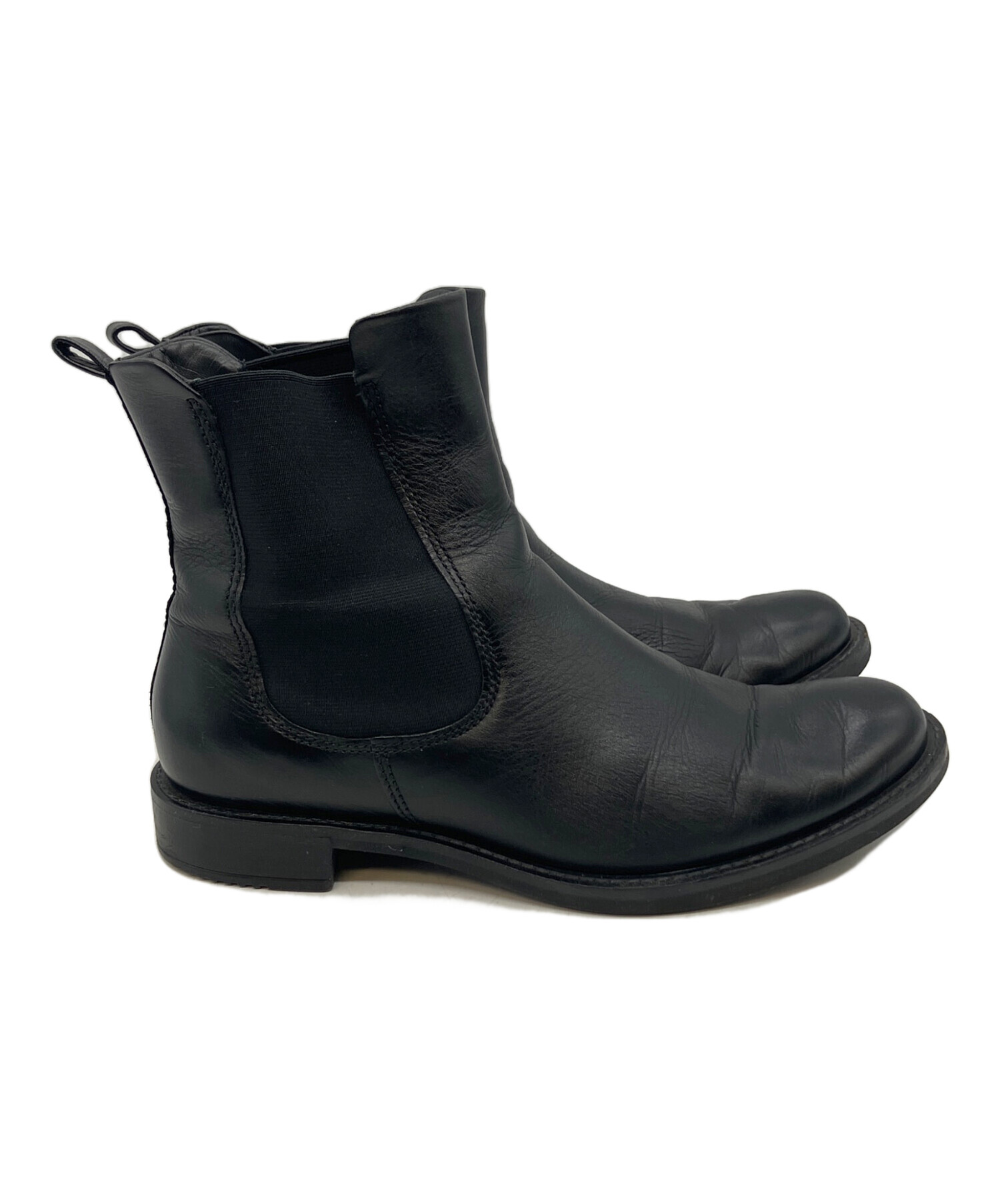 中古・古着通販】ECCO (エコー) レザーチェルシーブーツ ブラック