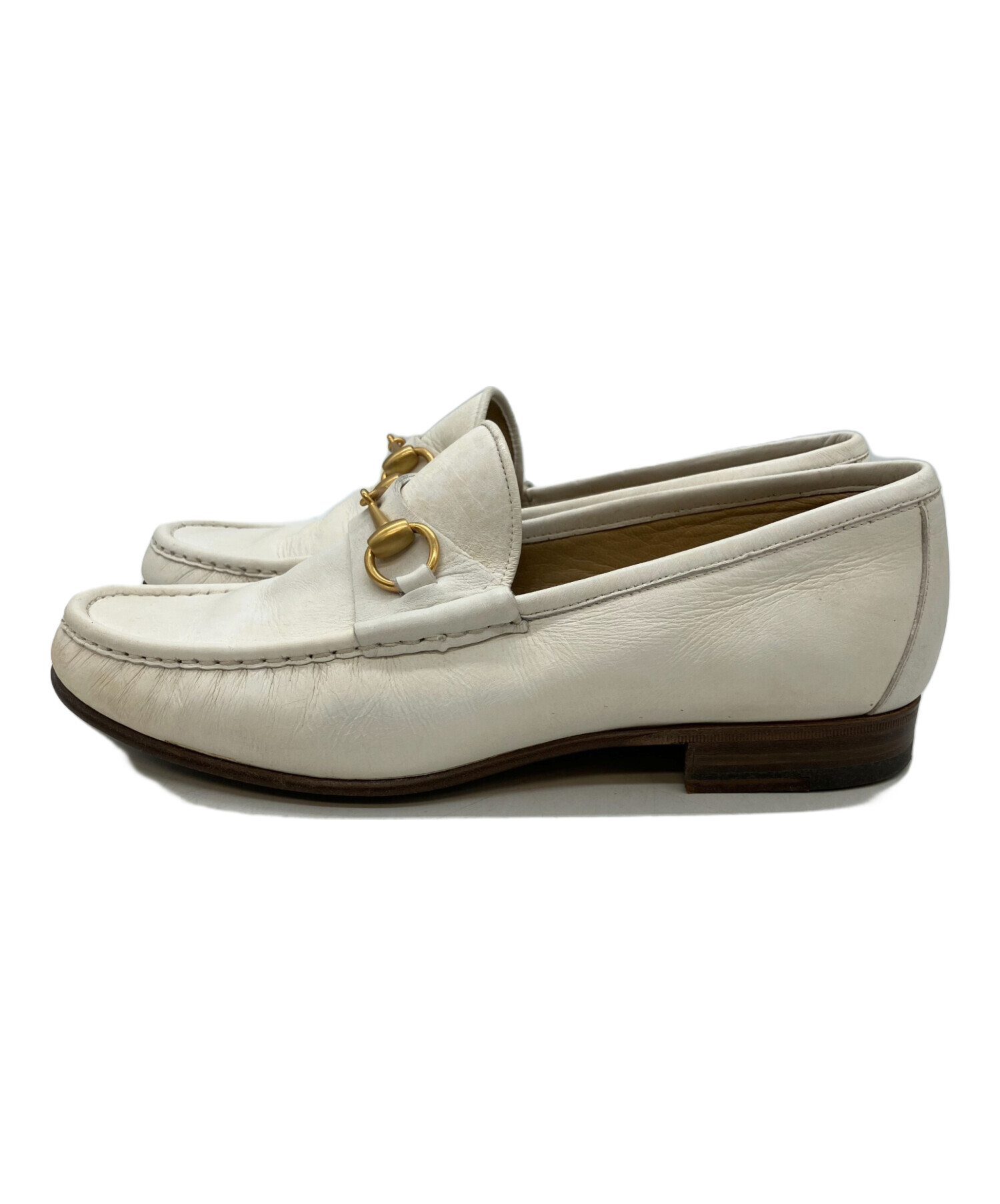 中古・古着通販】GUCCI (グッチ) ホースビットローファー ホワイト