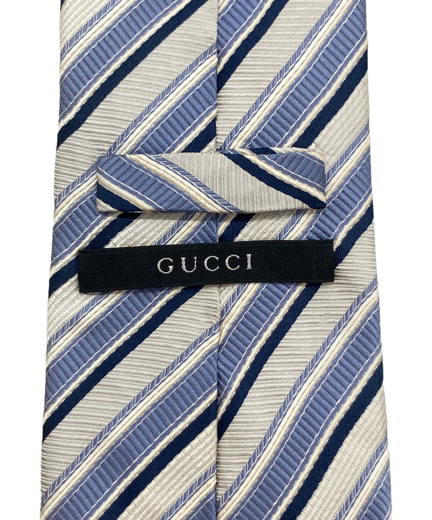 中古・古着通販】GUCCI (グッチ) シルクネクタイ ホワイト×ブルー