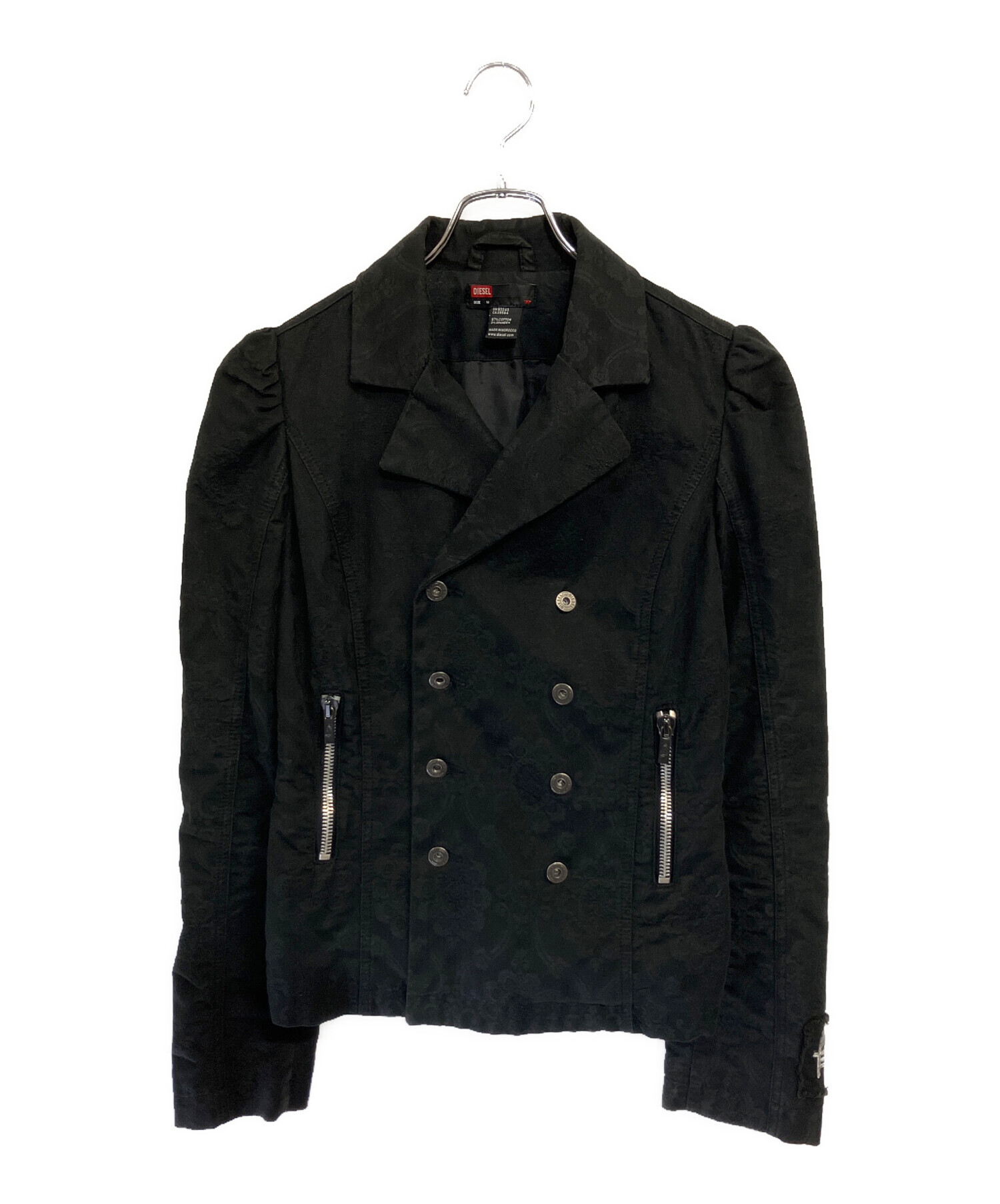 DIESEL ブラック ダブルブレストコート M 中古・古着通販】DIESEL (ディーゼル) ダブルブレストジャケット