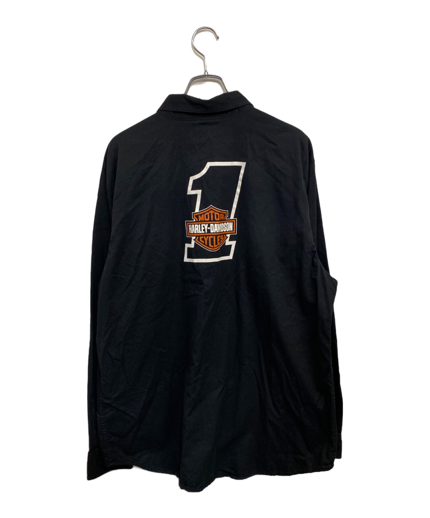 Harley Davidson 長袖シャツ ブラック 中古・古着通販】HARLEY-DAVIDSON (ハーレーダビッドソン) 長袖シャツ
