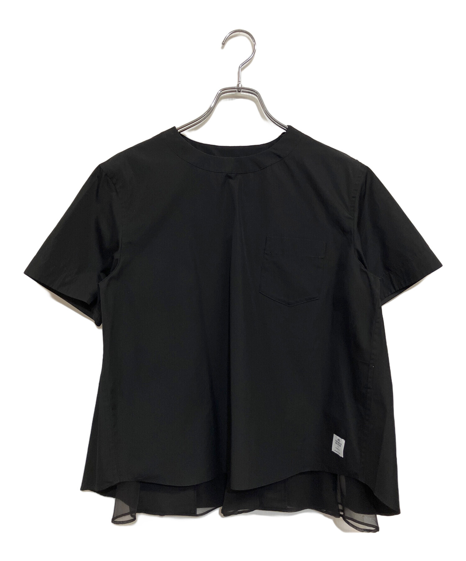 中古・古着通販】sacai (サカイ) 半袖ブラウス ブラック サイズ:SIZE 3