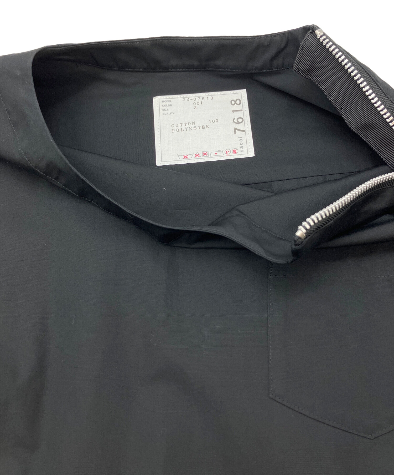 中古・古着通販】sacai (サカイ) 半袖ブラウス ブラック サイズ:SIZE 3