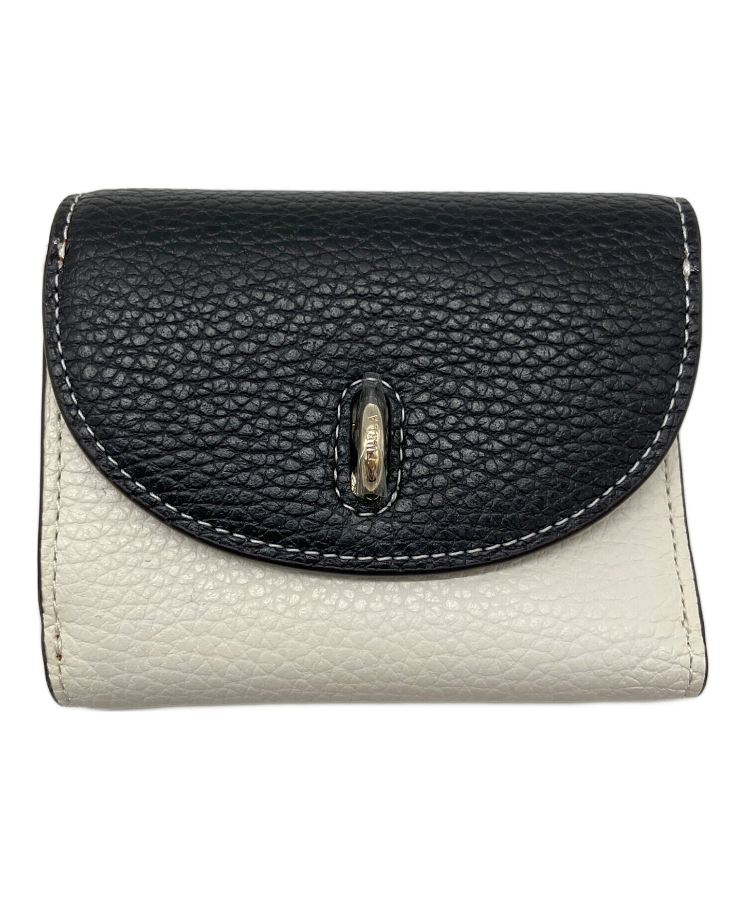 中古・古着通販】FURLA (フルラ) 3つ折り財布 ホワイト×ブラック 未