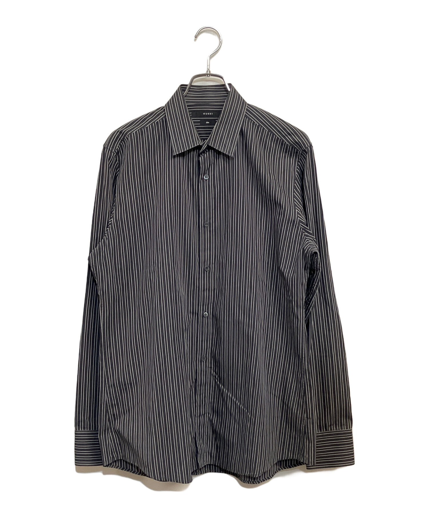 中古・古着通販】GUCCI (グッチ) 長袖シャツ ブラック×ホワイト 
