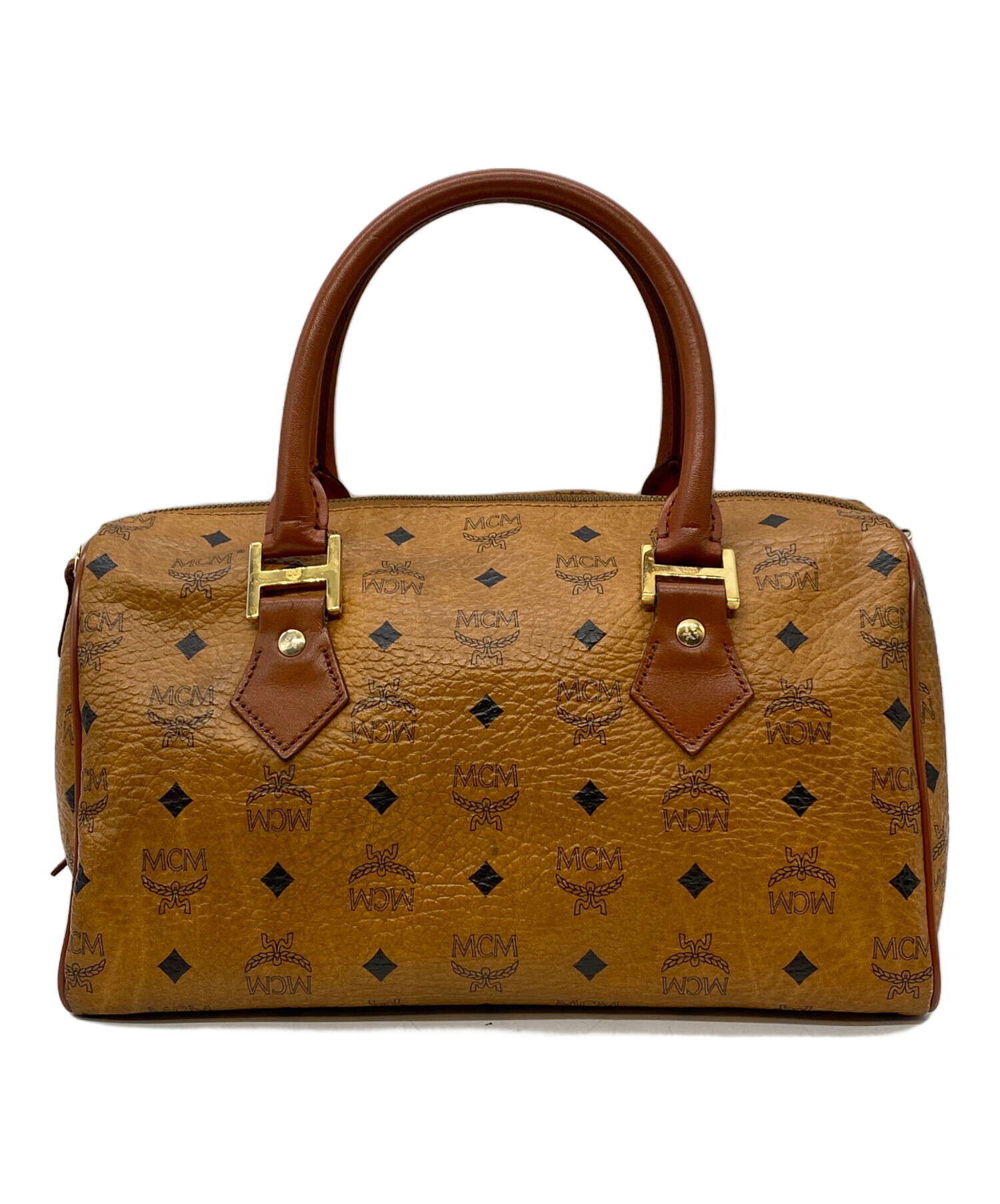 【美品】MCM ブラウンレザー ハンドバッグ 中古・古着通販】MCM (エムシーエム) ハンドバッグ ブラウン｜ブランド