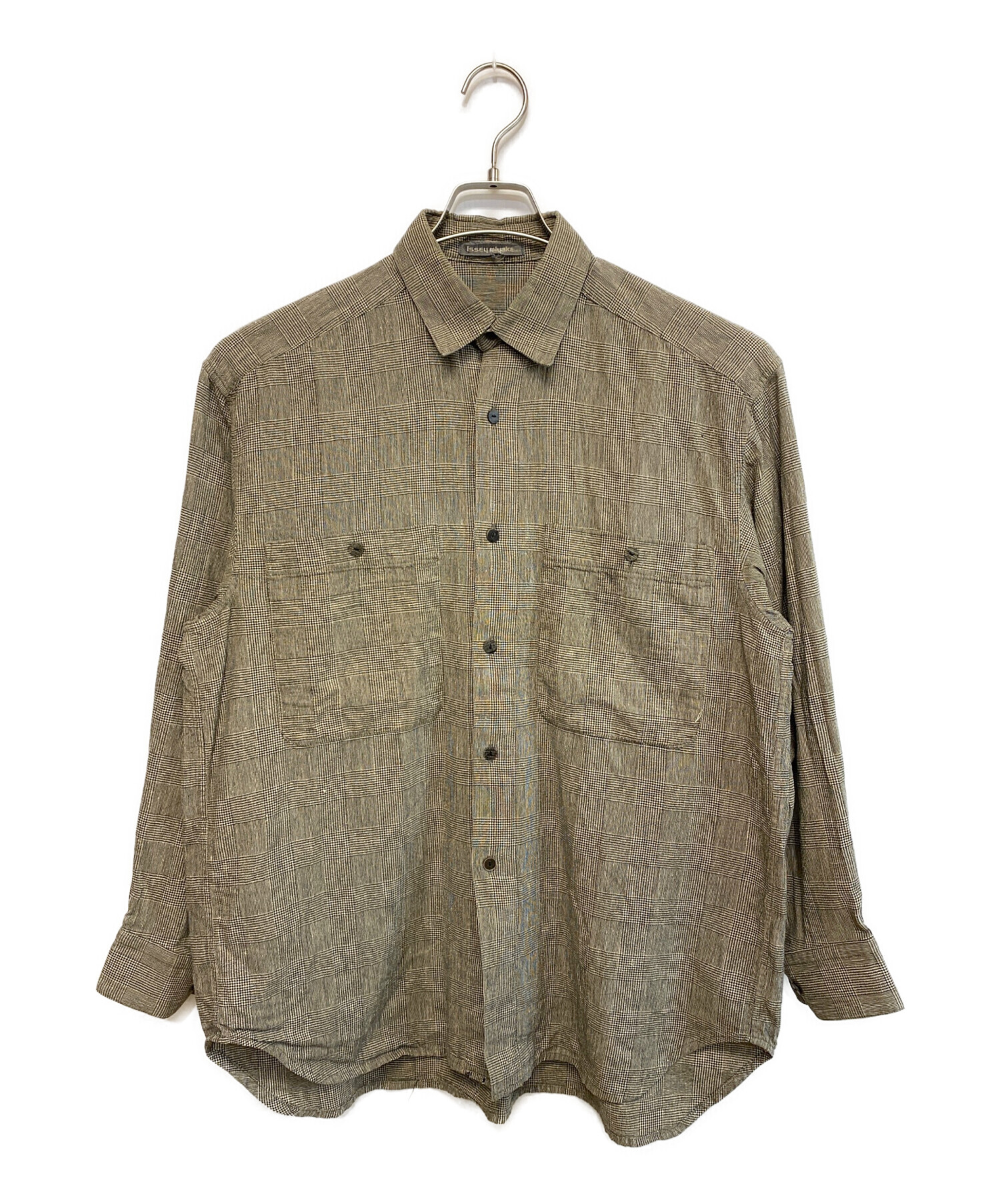 80s 筆タグ　 issey miyake men 黄土色シャツ 中古・古着通販】ISSEY MIYAKE (イッセイミヤケ) '80s シルクブレンド