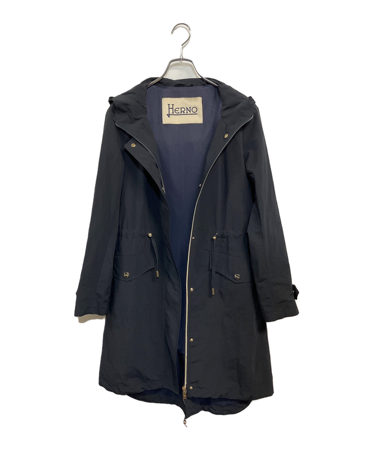 中古・古着通販】HERNO (ヘルノ) フーデッドナイロンコート ネイビー
