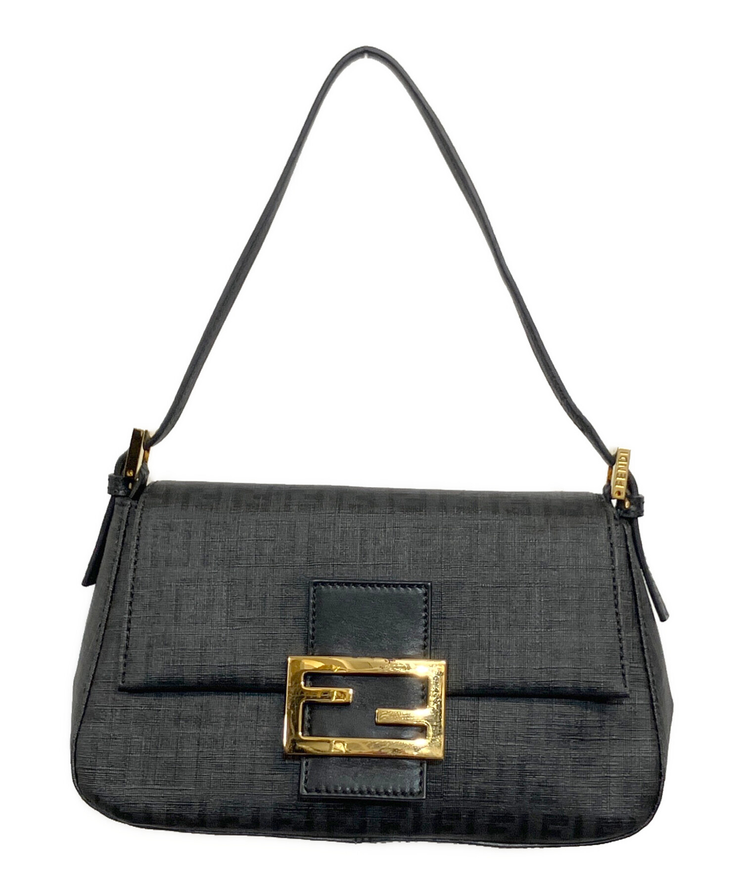 FENDI フェンディ マンマバケット ショルダーバッグ コットン ダークグレー レディース ワンショルダー【中古】【送料無料】 中古・古着通販】FENDI (フェンディ) ミニマンマバケット ブラック
