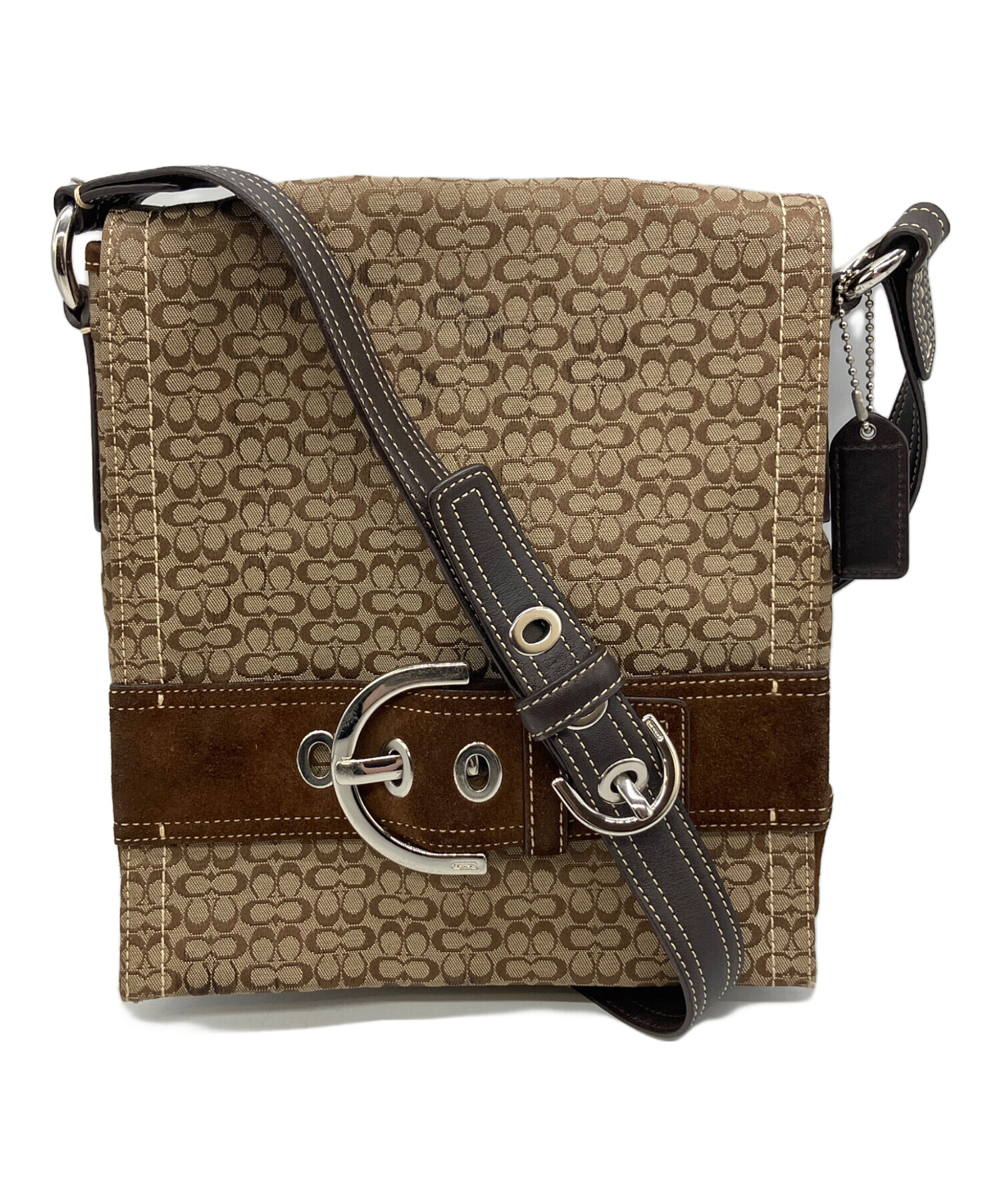中古・古着通販】COACH (コーチ) ショルダーバッグ ブラウン×ベージュ 
