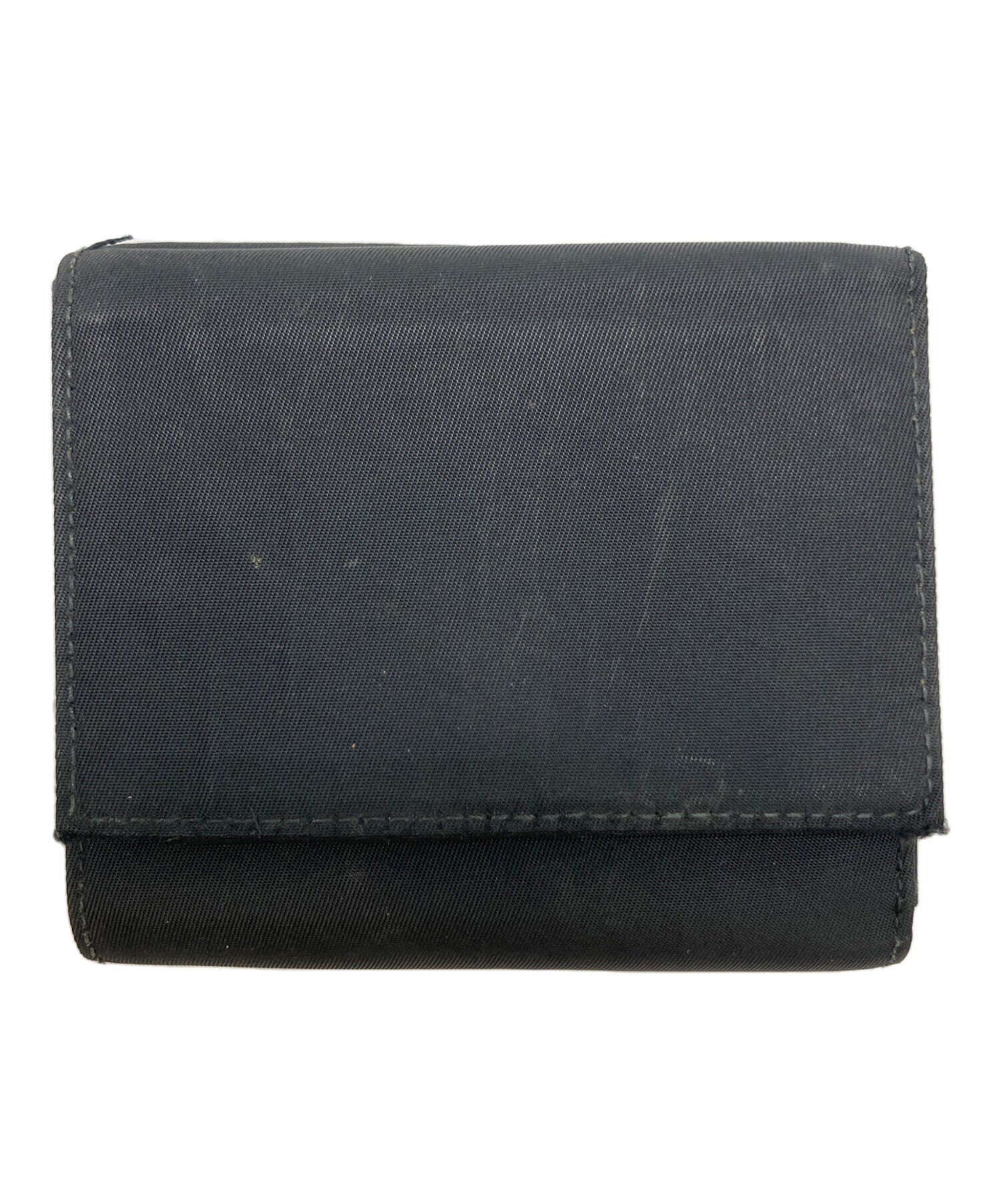 本物 PRADA プラダ レザー 折財布 コンパクトウォレット ブラック 財布 ウォレット 中古 中古・古着通販】PRADA (プラダ) コンパクトウォレット ブラック