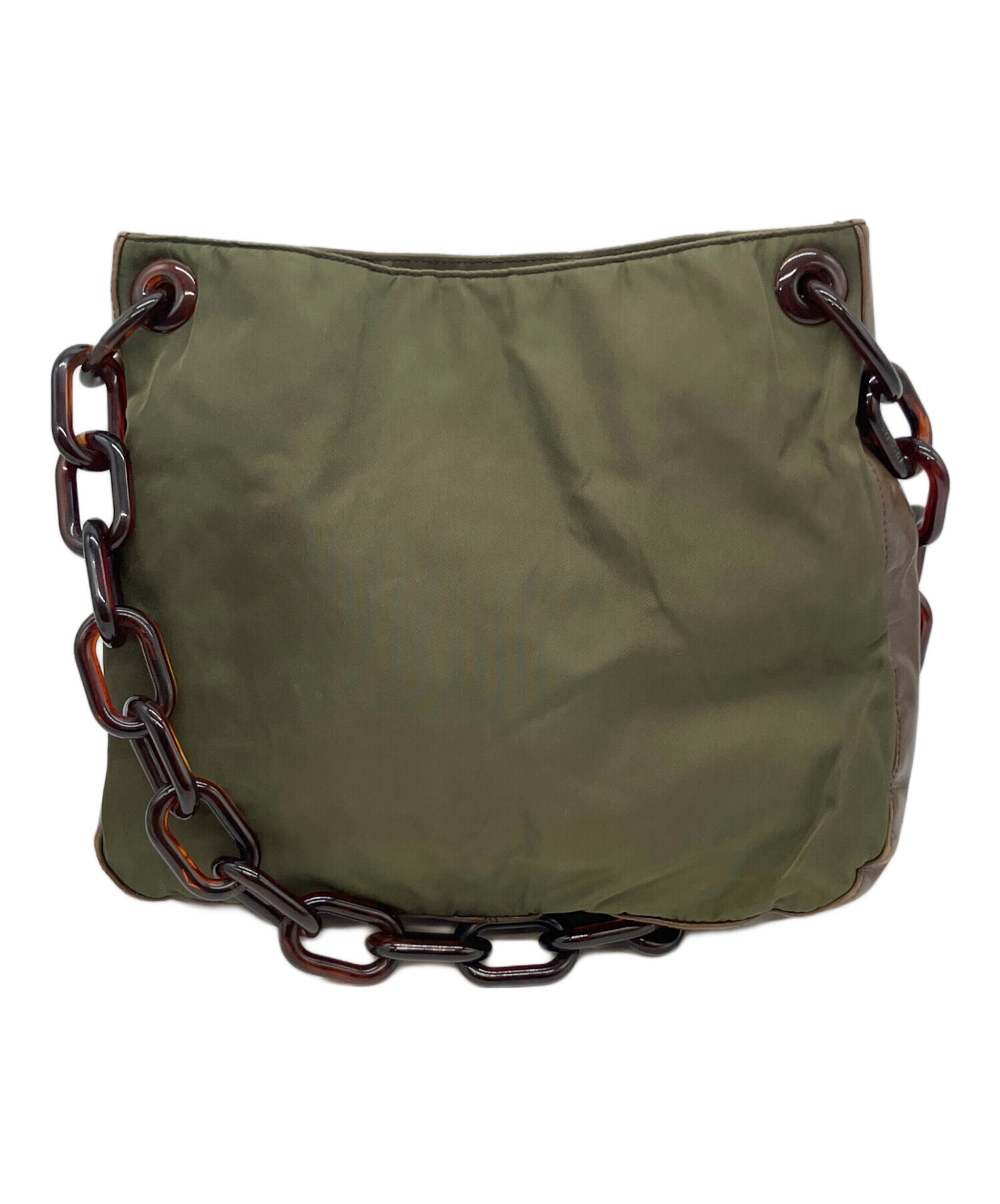 PRADA / プラダ ■チェーンショルダー バッグ スエード ベージュ B7345 【バッグ/バック/BAG/鞄/カバン】 ブランド【中古】 [0990014833] 中古・古着通販】PRADA (プラダ) チェーンショルダーバッグ カーキ