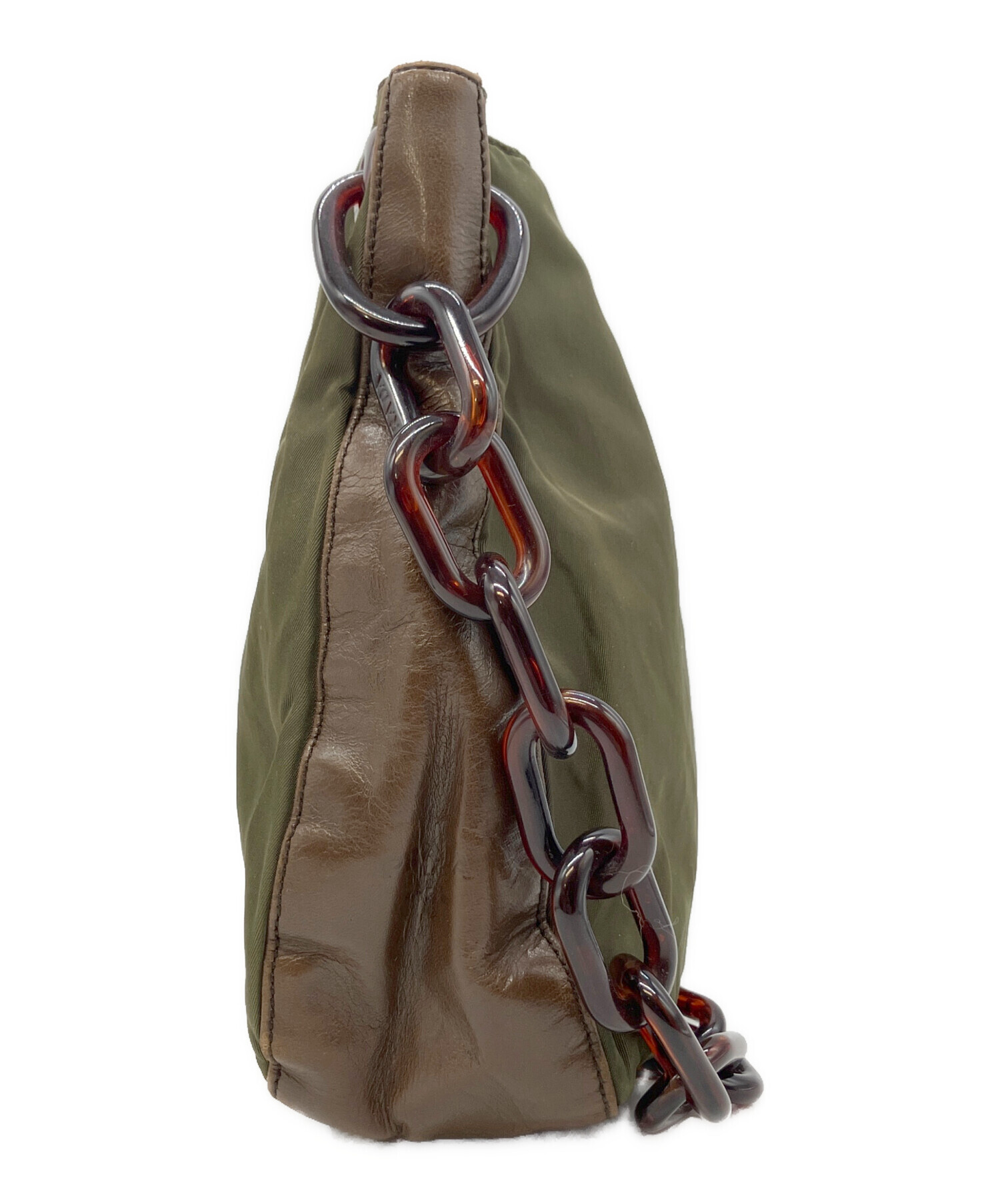 PRADA プラダ ショルダーバッグ  カーキ 【古着】【中古】【送料無料】 中古・古着通販】PRADA (プラダ) チェーンショルダーバッグ カーキ