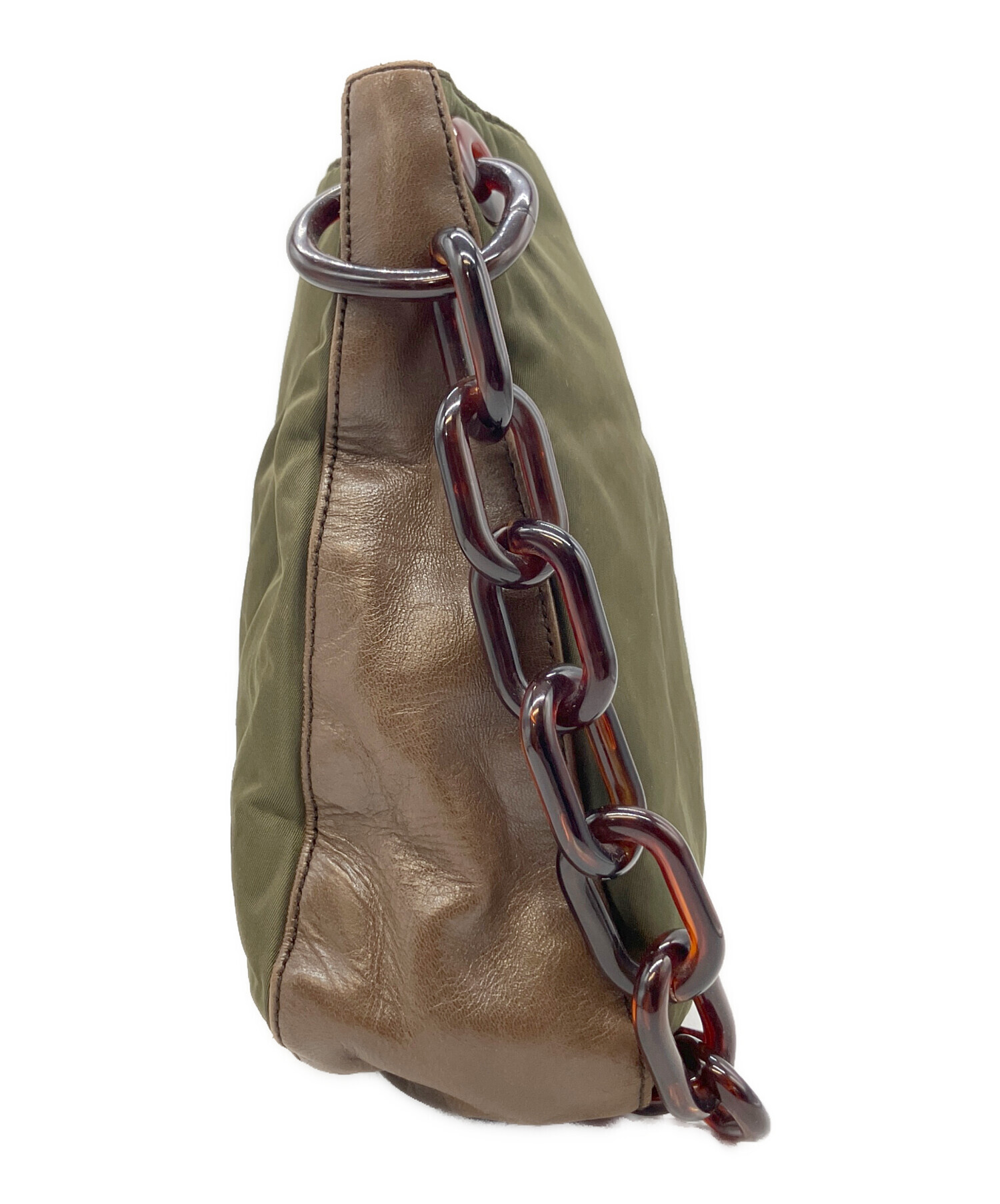 中古・古着通販】PRADA (プラダ) チェーンショルダーバッグ カーキ