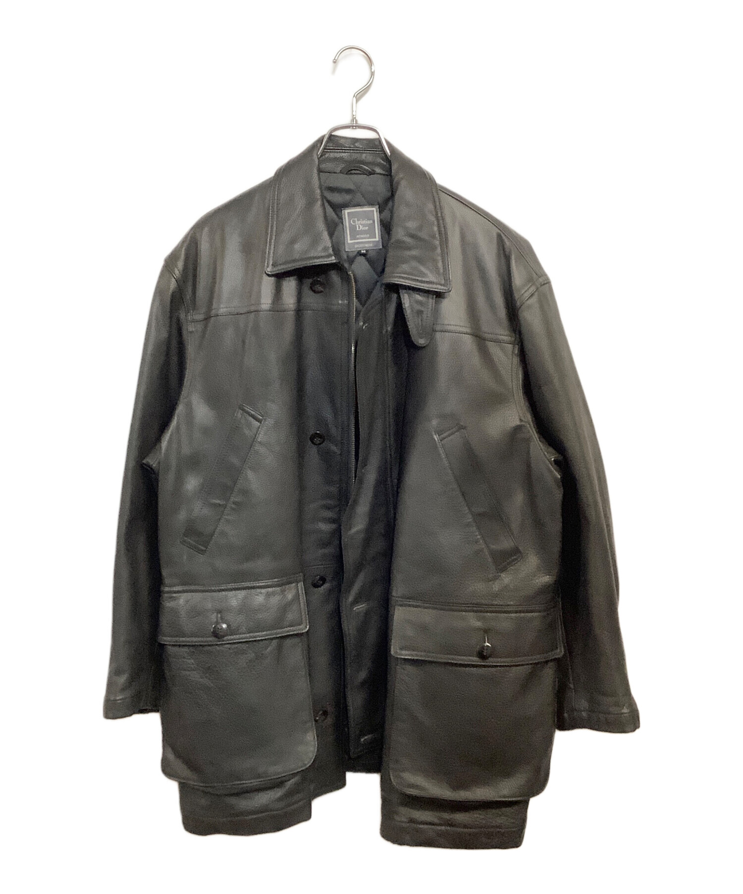 80s 90s Christian Dior 襟レザー ミンク混紡 コート 中古・古着通販】Christian Dior (クリスチャン ディオール