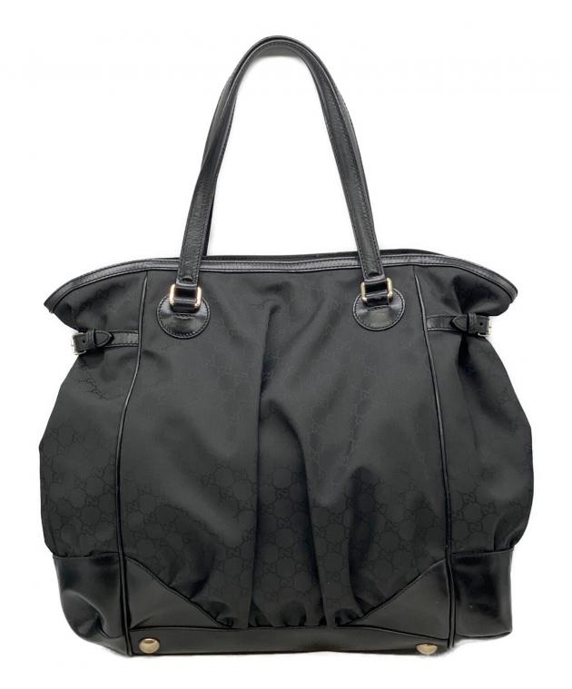 中古・古着通販】GUCCI (グッチ) GGレザー切替トートバッグ ブラック