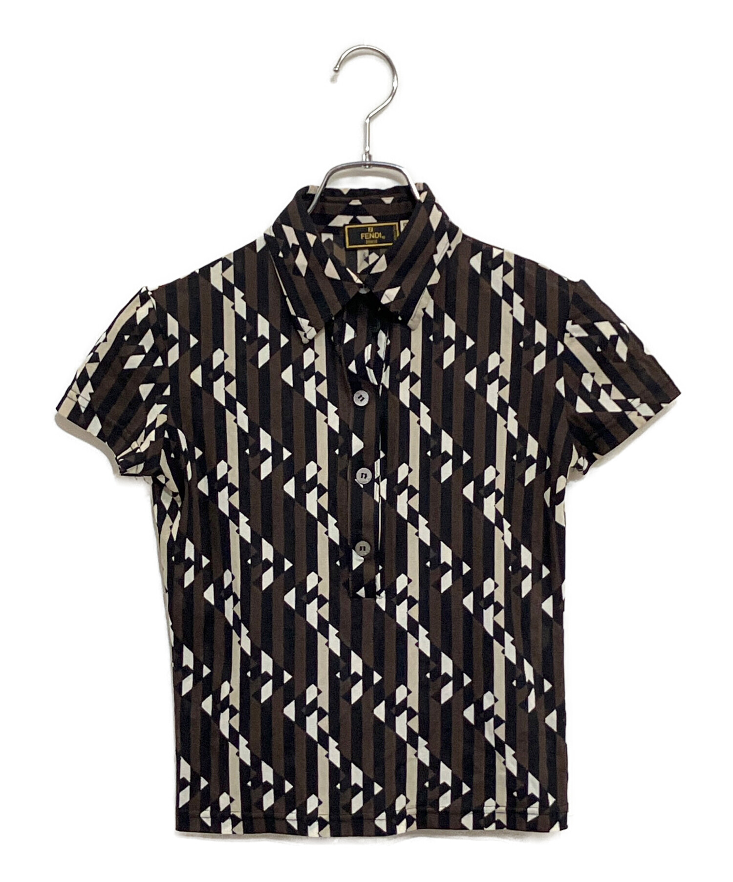 中古・古着通販】FENDI (フェンディ) 半袖シャツ ブラウン×ホワイト