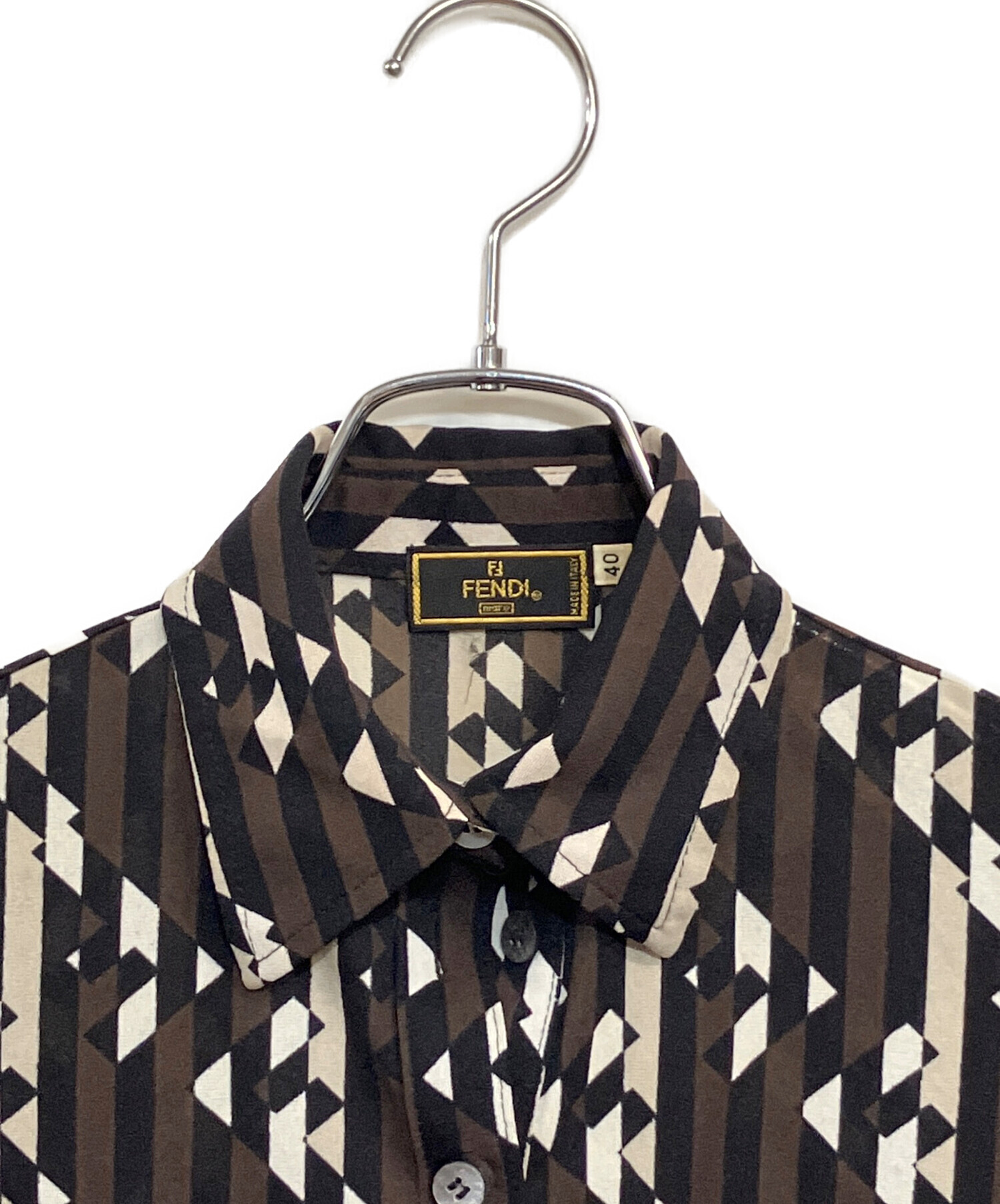 中古・古着通販】FENDI (フェンディ) 半袖シャツ ブラウン×ホワイト