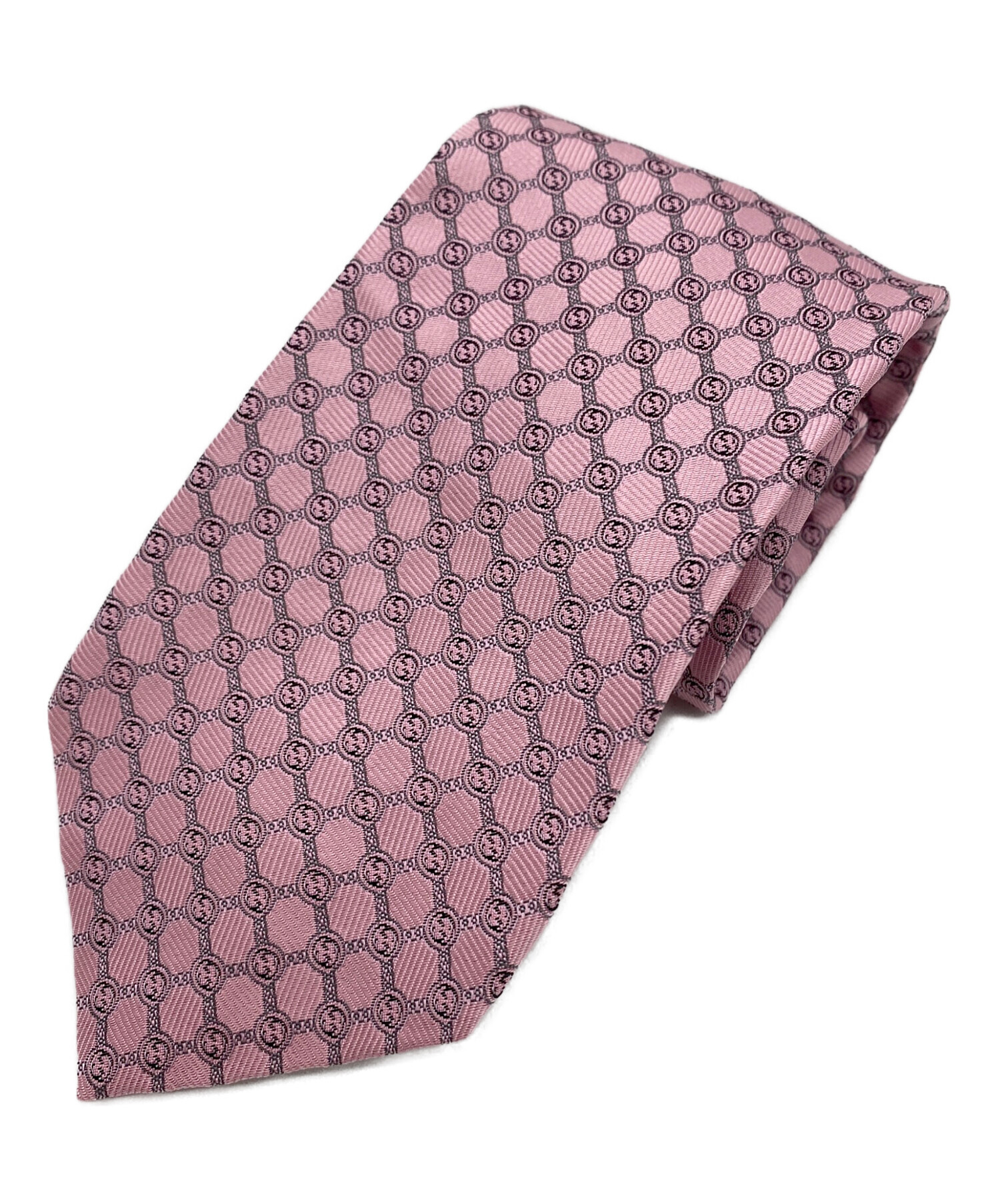 【使用1回 / クリーニング済】GUCCI ピンク GGロゴ ネクタイ 中古・古着通販】GUCCI (グッチ) GG シルクジャカードネクタイ ピンク