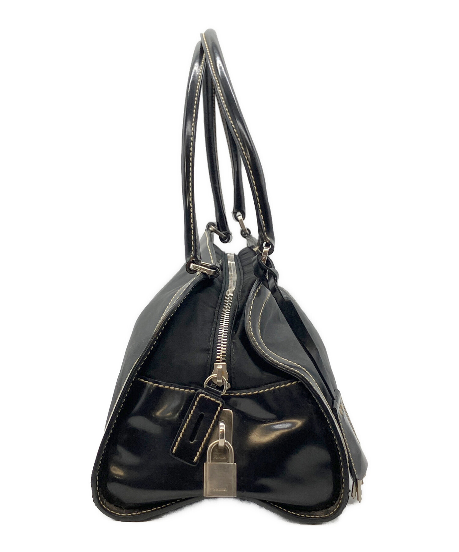 PRADA ナイロンハンドバッグ　中古 中古・古着通販】PRADA (プラダ) ナイロンハンドバッグ ブラック