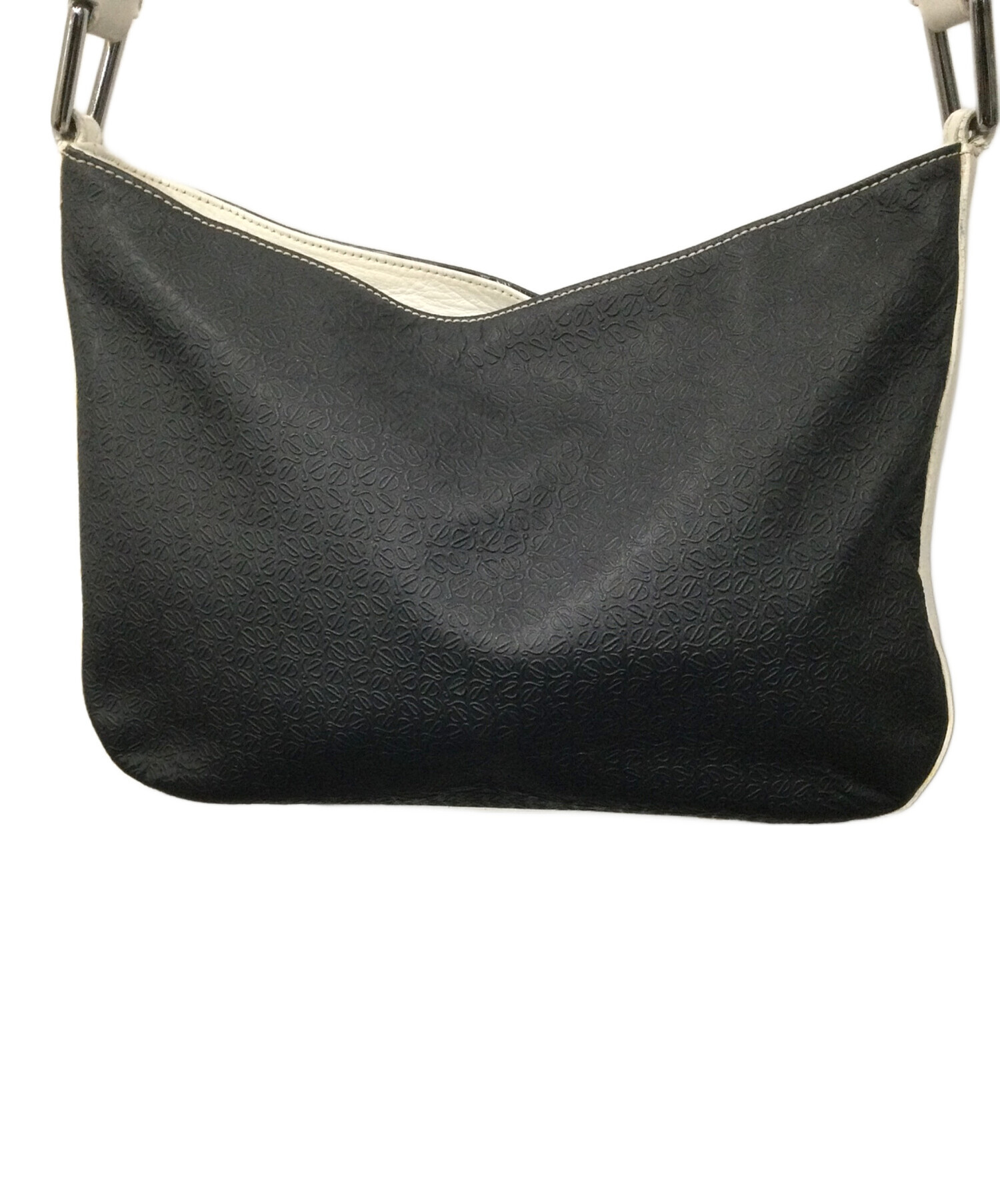 中古・古着通販】LOEWE (ロエベ) ショルダーバッグ ブラック×ホワイト 