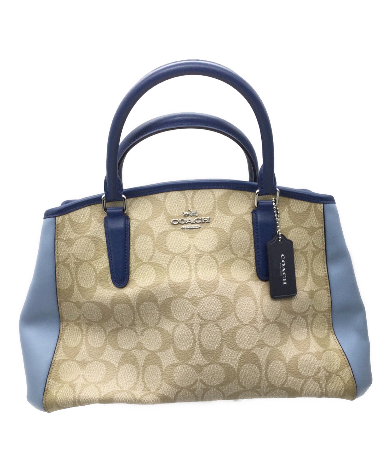 最終値下げ　COACH シグネイチャーハンドバッグ 茶系 美品 希少 コーチ COACH シグネチャー ジャカードバッグ （GREY