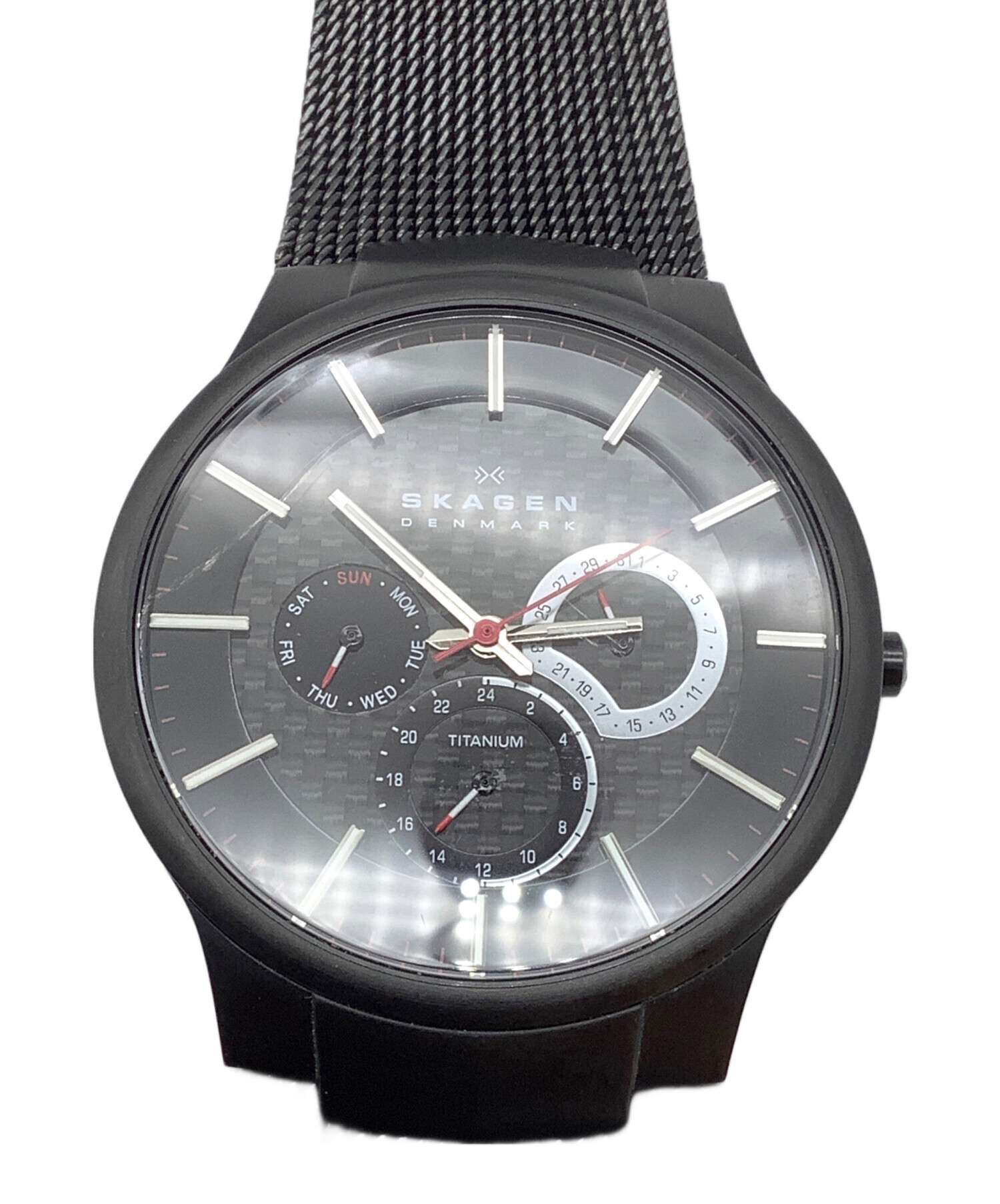 未使用 スカーゲン 腕時計 メンズ 革ベルト ブラック クオーツ 箱あり 中古・古着通販】SKAGEN (スカーゲン) 腕時計 ブラック ブラック