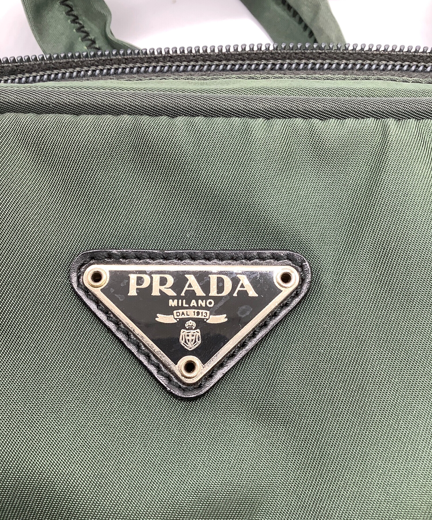 PRADA ナイロンバッグ　南京錠 中古・古着通販】PRADA (プラダ) 南京錠付きナイロンバッグ グリーン