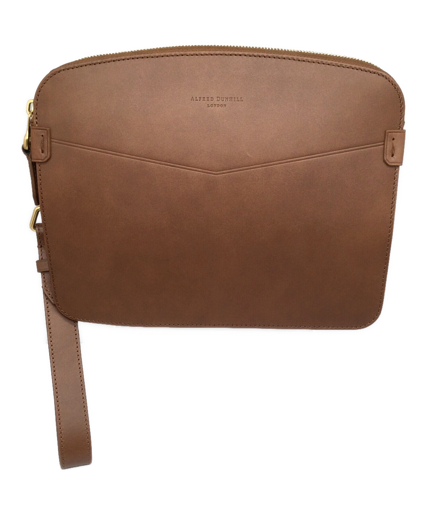 ダンヒル　ブラウン ポーチ DUNHILL関税込☆ジップポーチ クラッチバッグ ブラウン (Dunhill