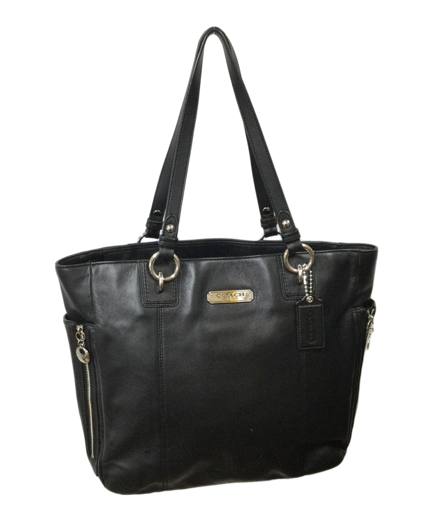 中古・古着通販】COACH (コーチ) レザートートバッグ ブラック