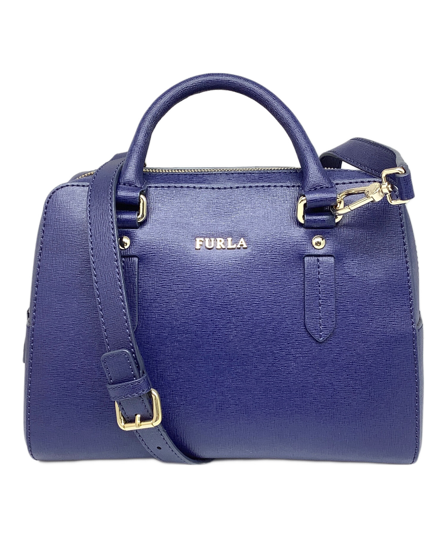 FURLA メルキュリオ LEON掲載 2way ネイビー レザービジネスバッグ 中古・古着通販】FURLA (フルラ) 2WAYバッグ ネイビー ネイビー