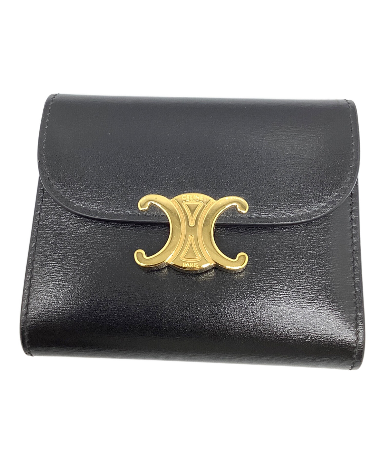 中古・古着通販】CELINE (セリーヌ) トリオンフ 3つ折り財布 ブラック