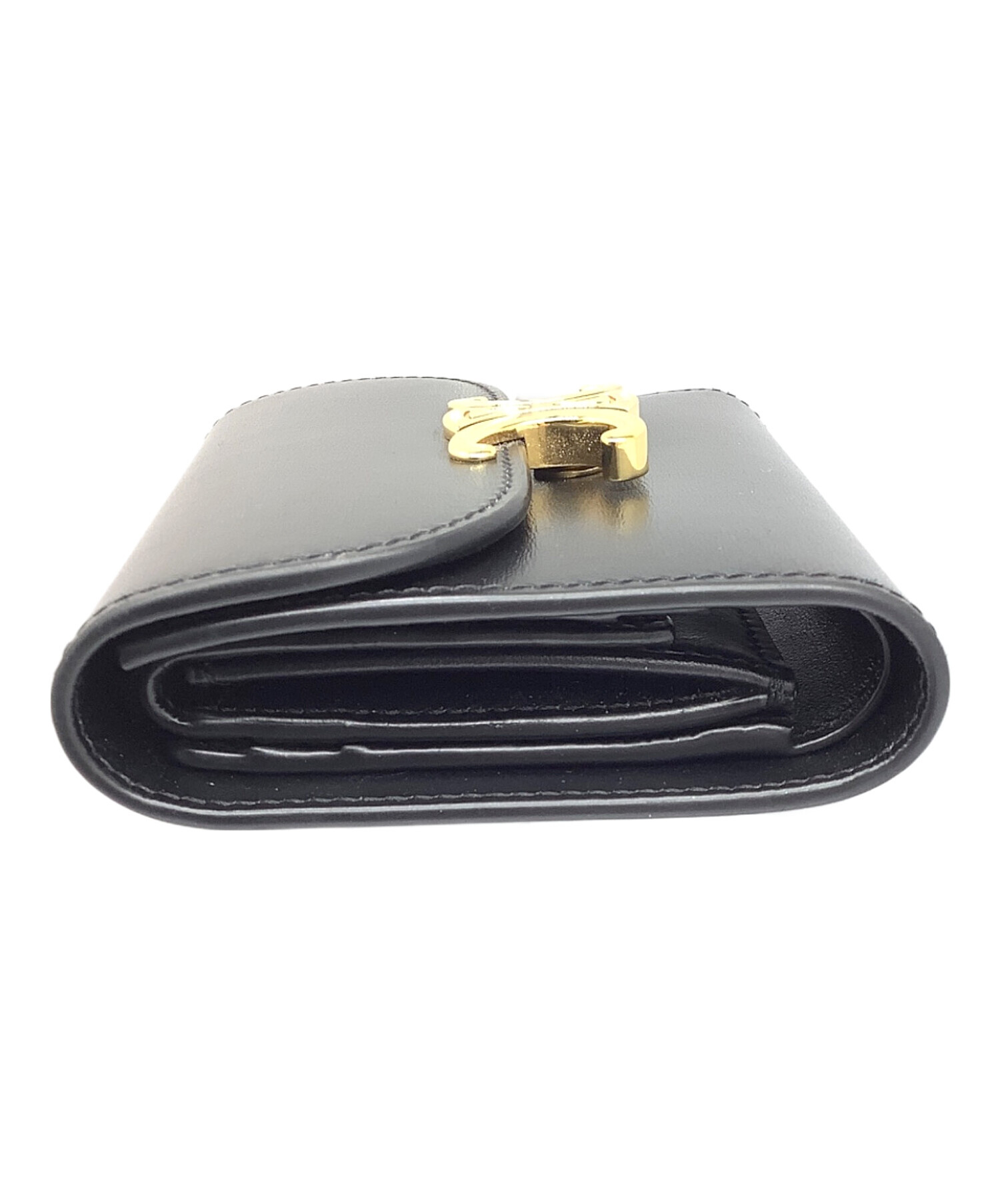 中古・古着通販】CELINE (セリーヌ) トリオンフ 3つ折り財布 ブラック 