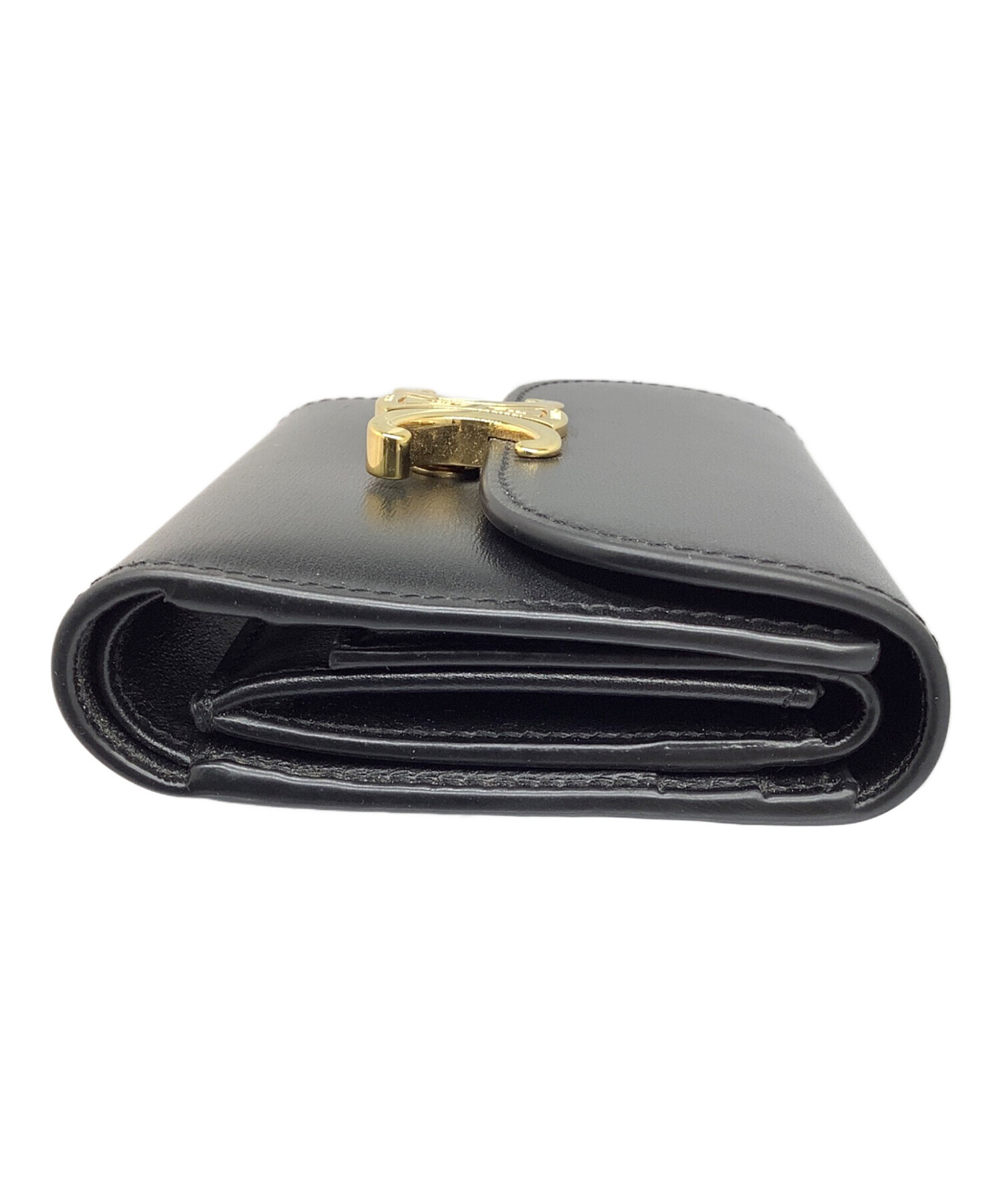 中古・古着通販】CELINE (セリーヌ) トリオンフ 3つ折り財布 ブラック