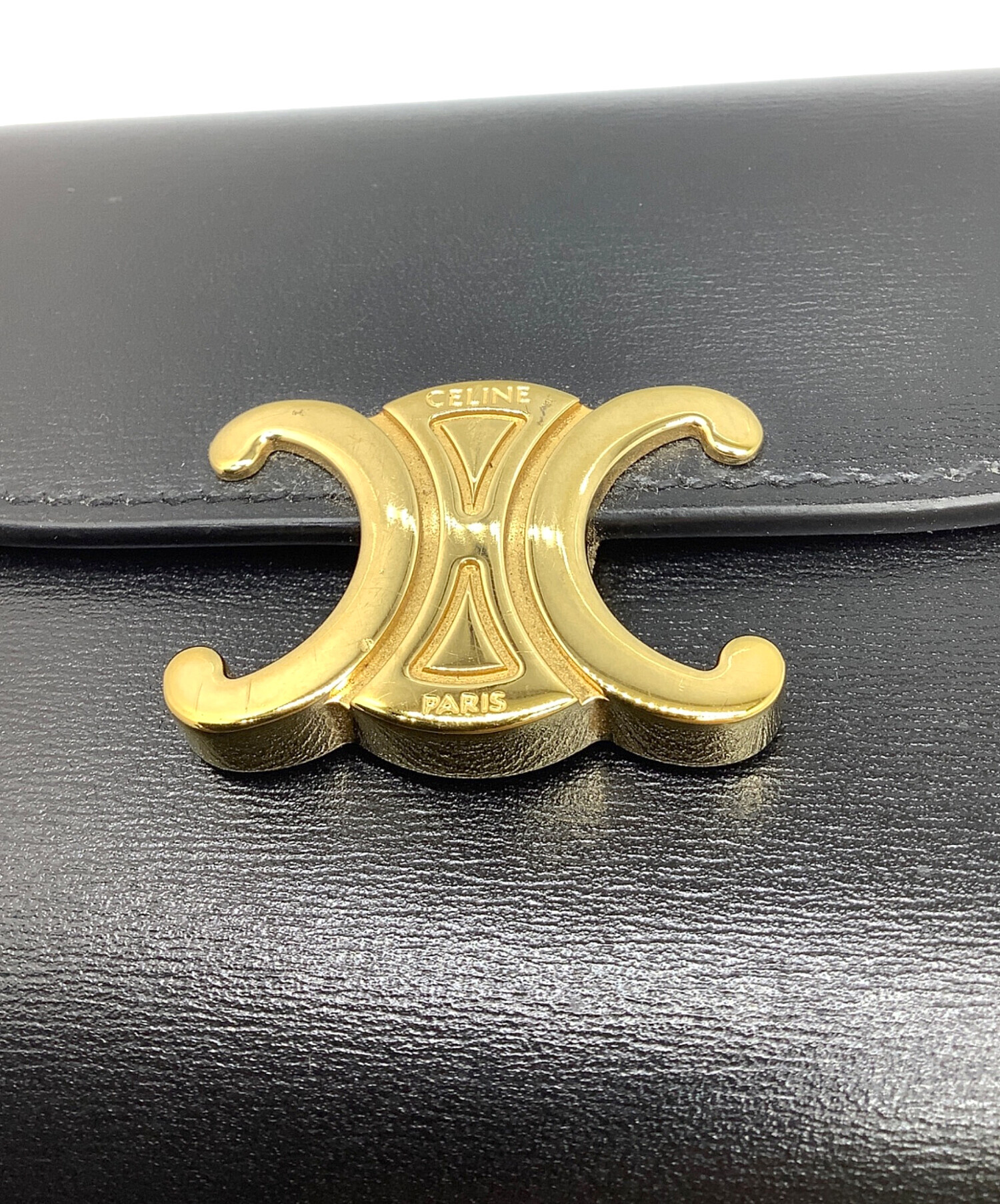 中古・古着通販】CELINE (セリーヌ) トリオンフ 3つ折り財布 ブラック