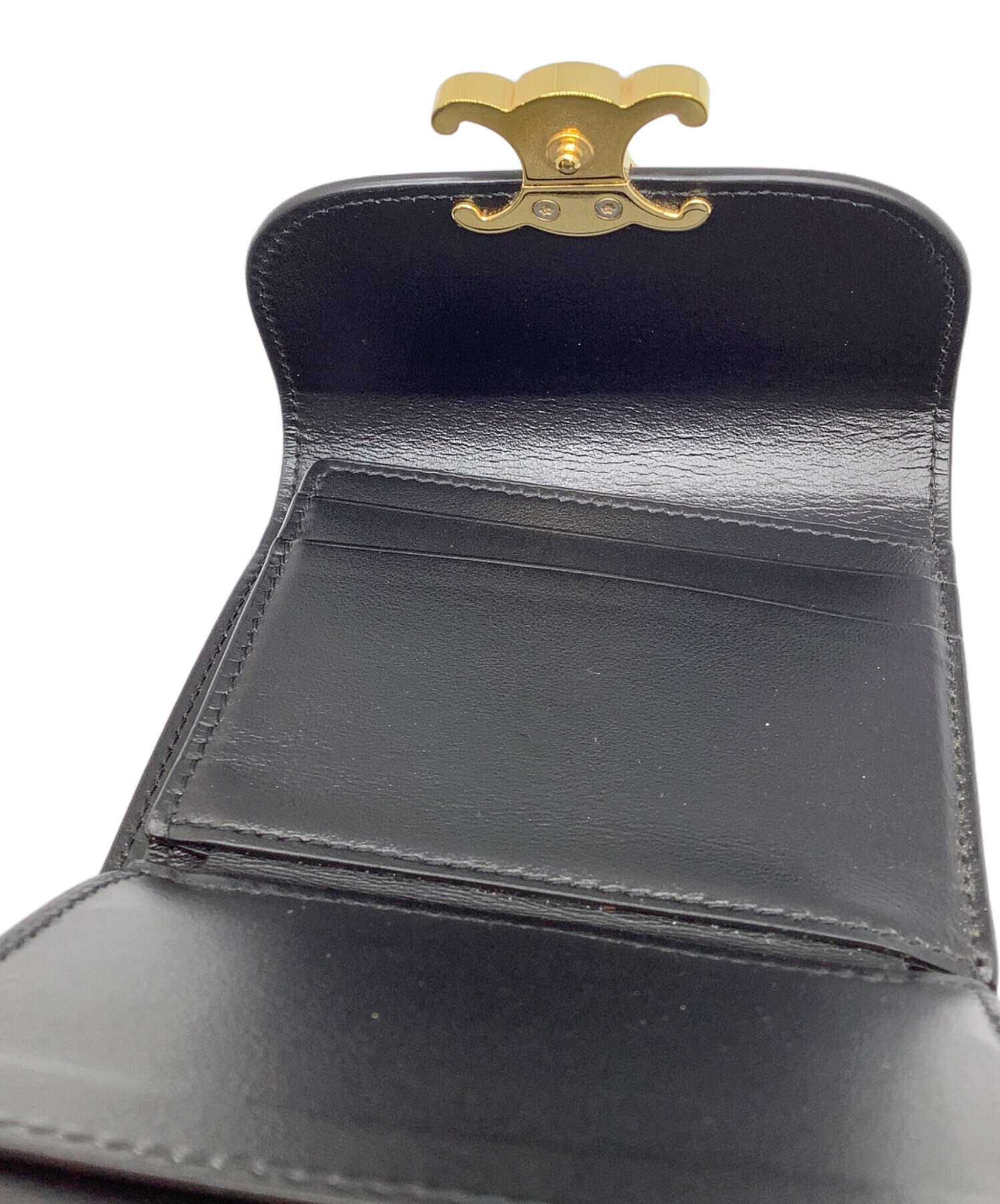 中古・古着通販】CELINE (セリーヌ) トリオンフ 3つ折り財布 ブラック