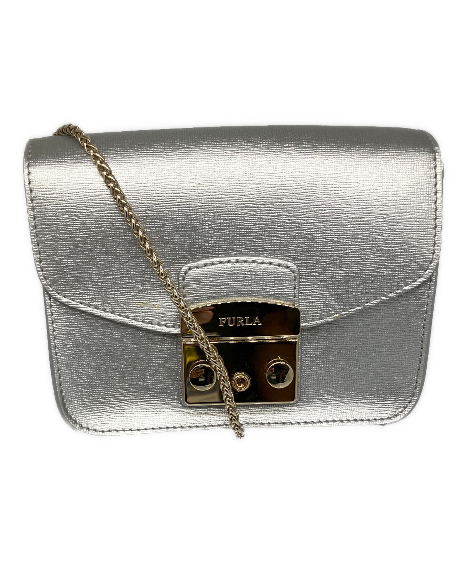 中古・古着通販】FURLA (フルラ) ショルダーバッグ シルバー グレー