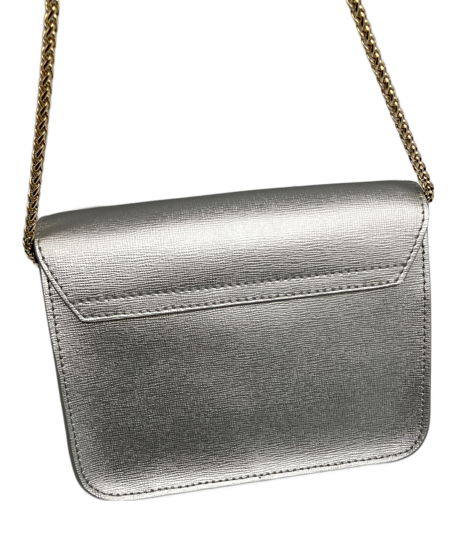 美品　FURLAフルラ レザー チェーンショルダーバッグ グレー シルバー金具 FURLA（フルラ） バッグ レディース ブランド ショルダーバッグ レザー