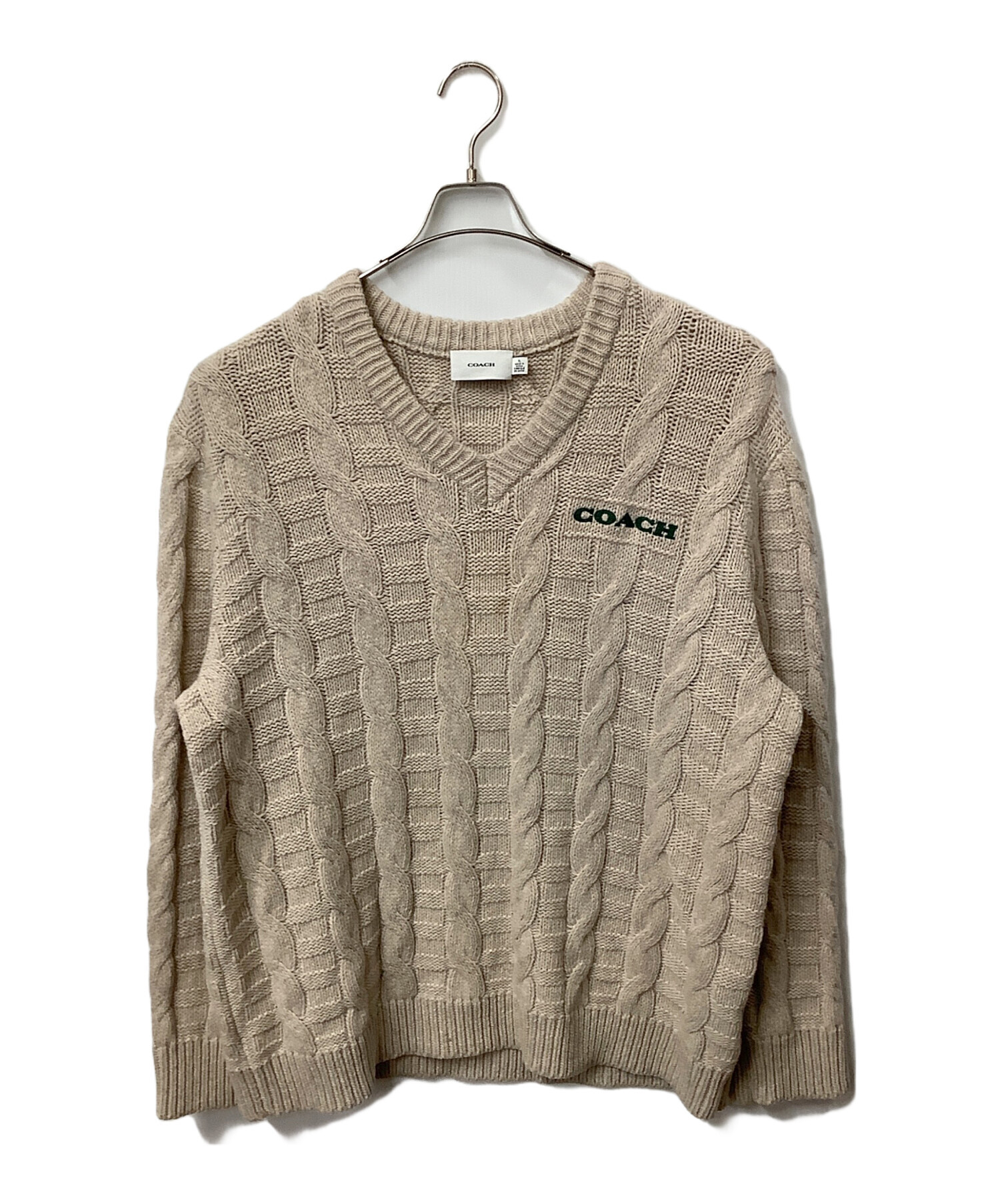COACH コーチ ニット・セーター S ベージュ 【古着】【中古】【送料無料】 COACH - COACH コーチ ニット・セーター S ベージュ 【古着】【中古