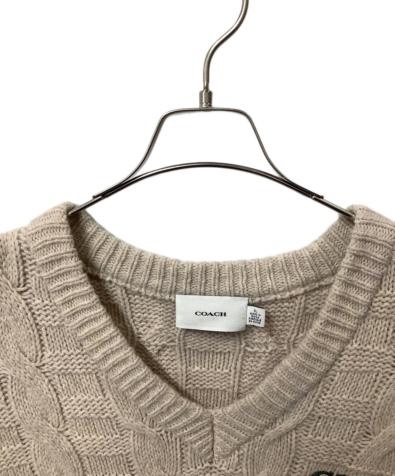 中古・古着通販】COACH (コーチ) ケーブル ニット Vネック セーター