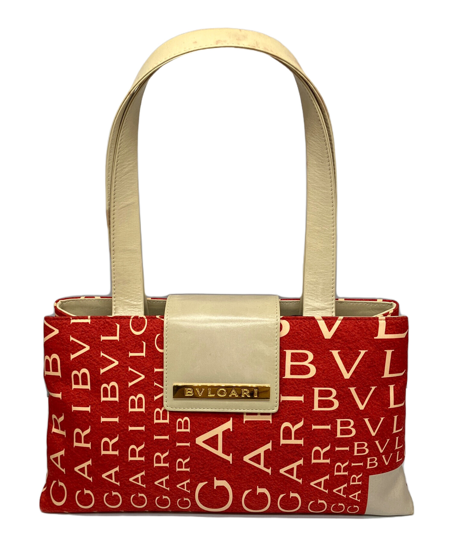 中古・古着通販】BVLGARI (ブルガリ) ロゴマニア ハンドバッグ レッド 