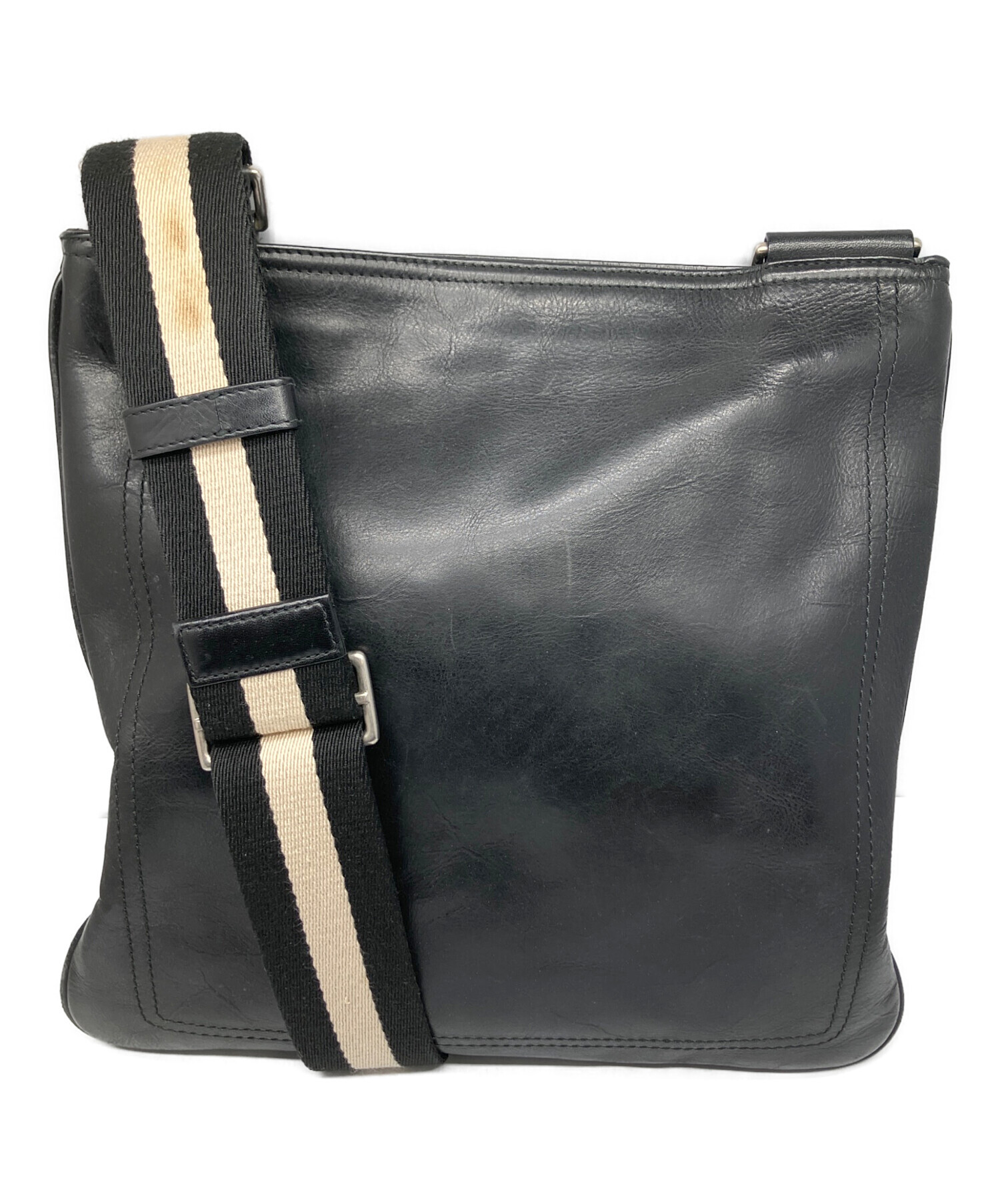中古・古着通販】BALLY (バリー) レザーショルダーバッグ ブラック