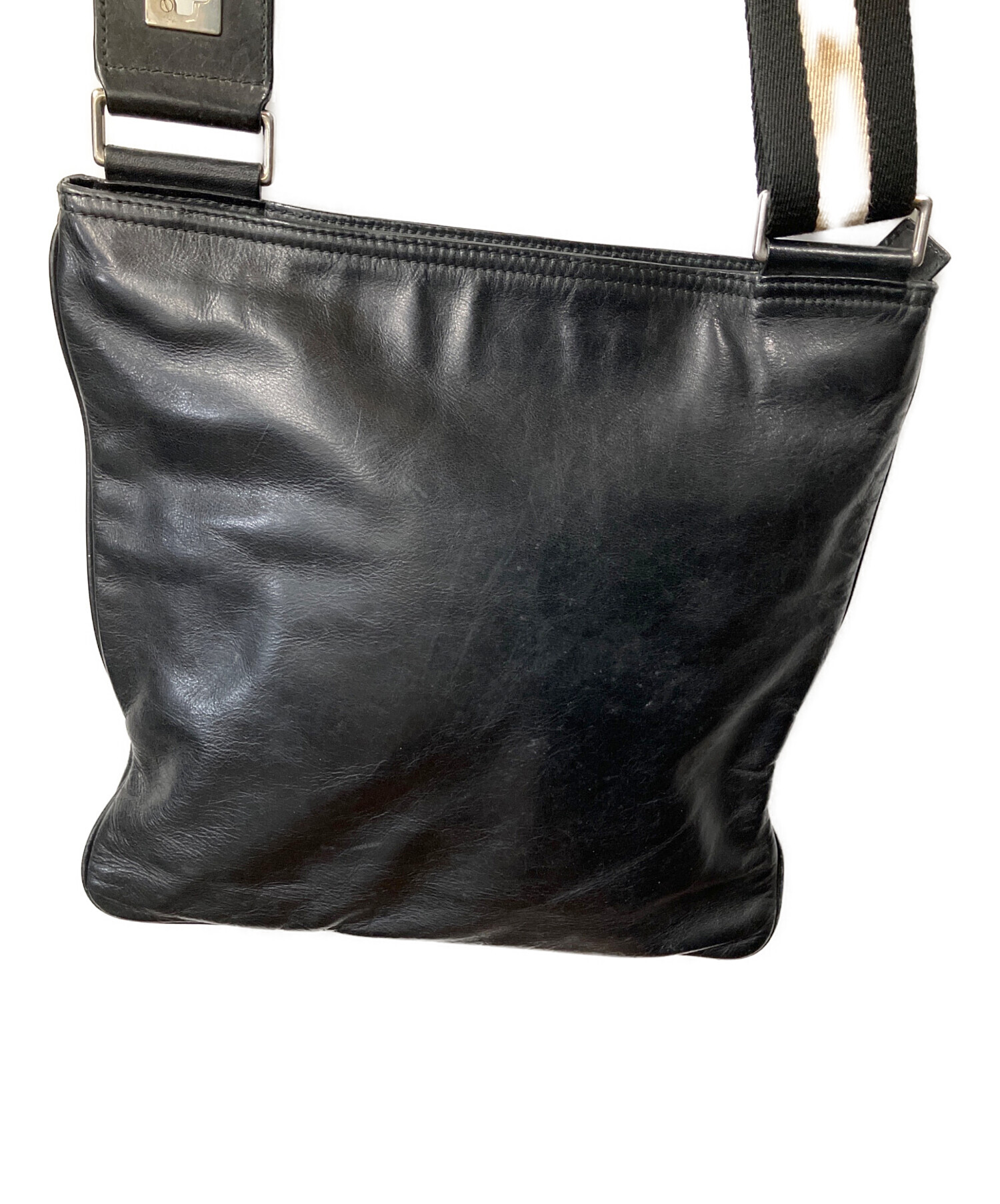 中古・古着通販】BALLY (バリー) レザーショルダーバッグ ブラック