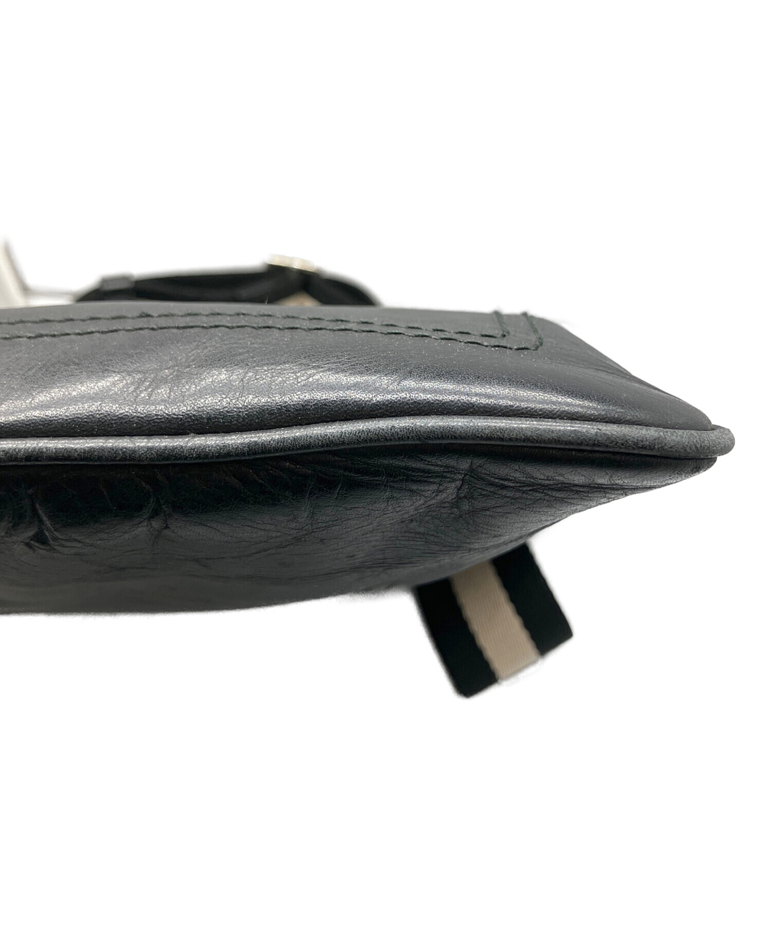 中古・古着通販】BALLY (バリー) レザーショルダーバッグ ブラック