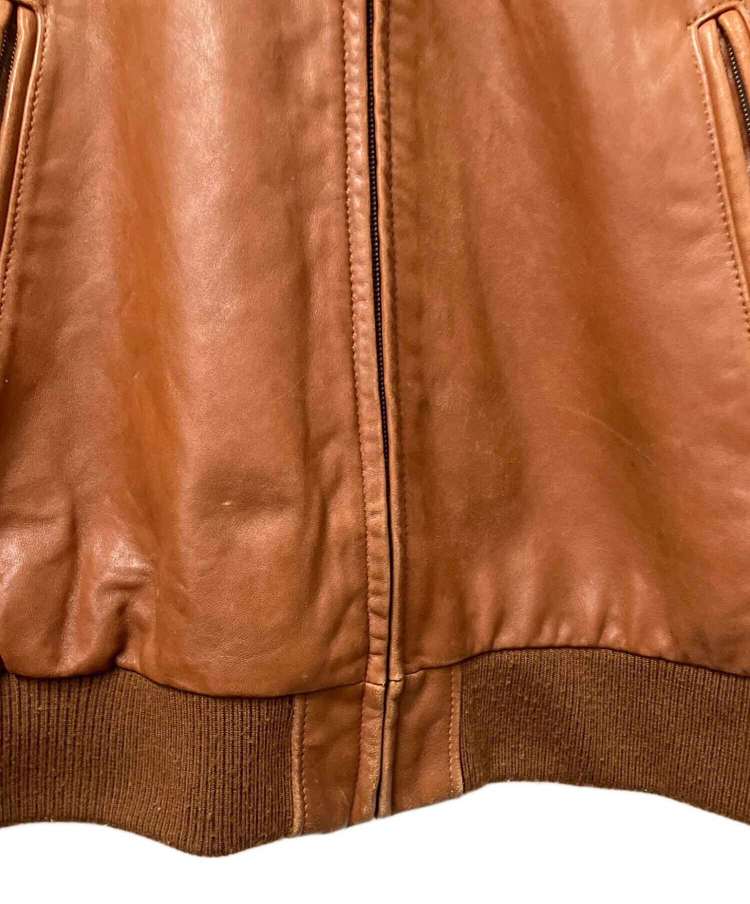 Schott ラムレザートラックジャケット 羊革 サイドライン ブラウン L 中古・古着通販】Schott (ショット) ラムレザートラックパーカー