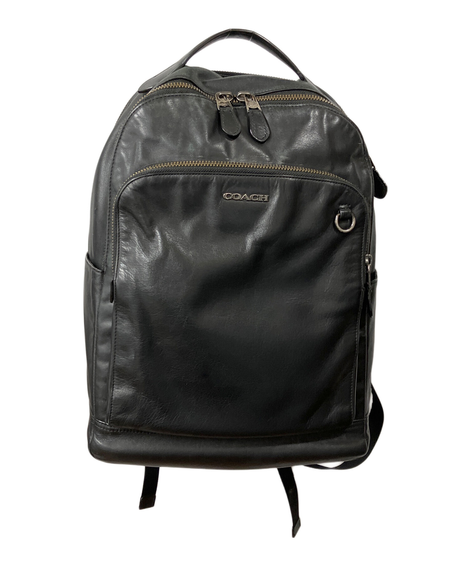 COACH ブラックレザーリュック 大容量 COACH 黒 レザー リュックサック