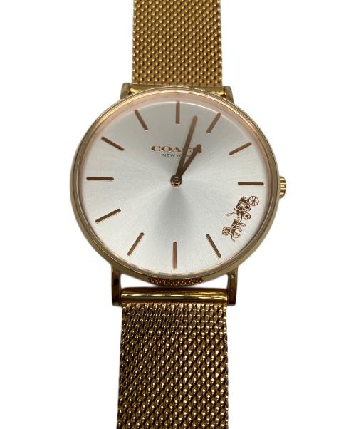 【新品未使用希少】COACH腕時計 ホワイトシェル ピンクゴールド レザーベルト 中古・古着通販】COACH (コーチ) 腕時計 ピンク×ホワイト ホワイト
