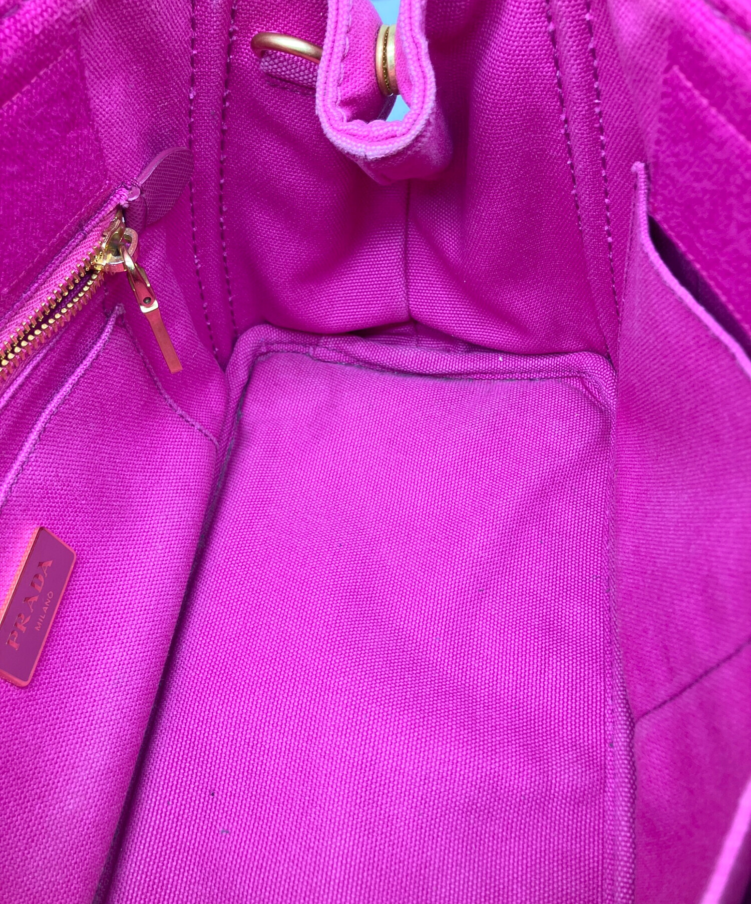 中古・古着通販】PRADA (プラダ) カナパM デニムトートバッグ ピンク 